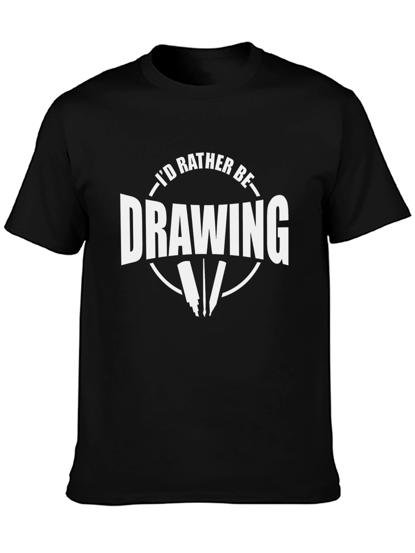 Black I'd Rather Be Drawing T-Shirt | Artist Tee view 3