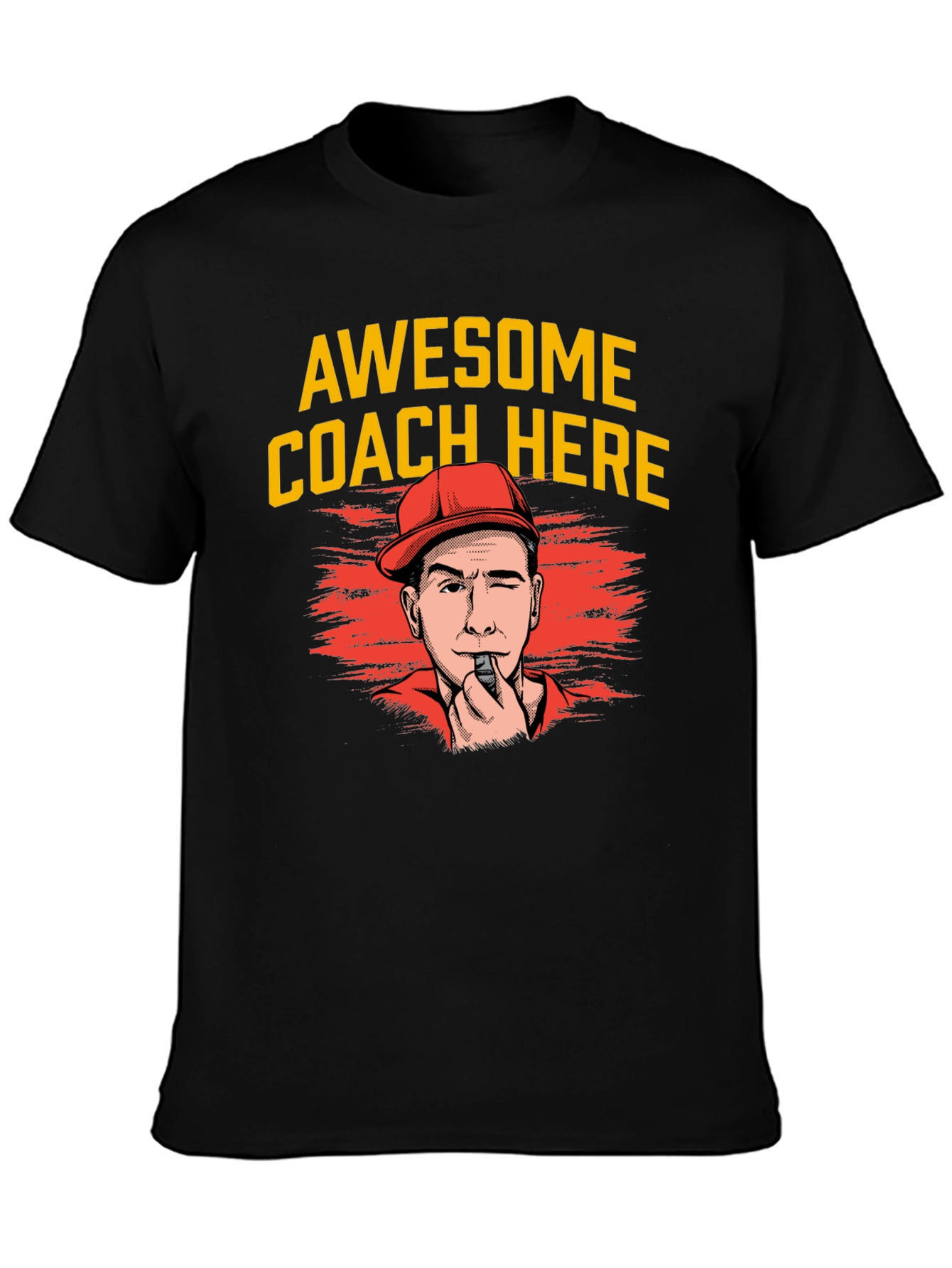 Black Awesome Coach Here T-Shirt view 3