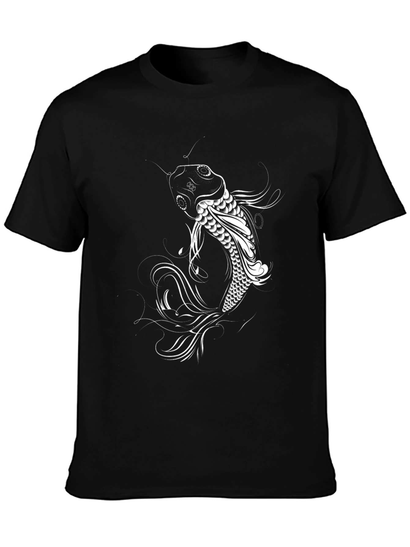 Black Koi Fish Graphic Tee - Stylish Black Cotton T-Shirt view 3