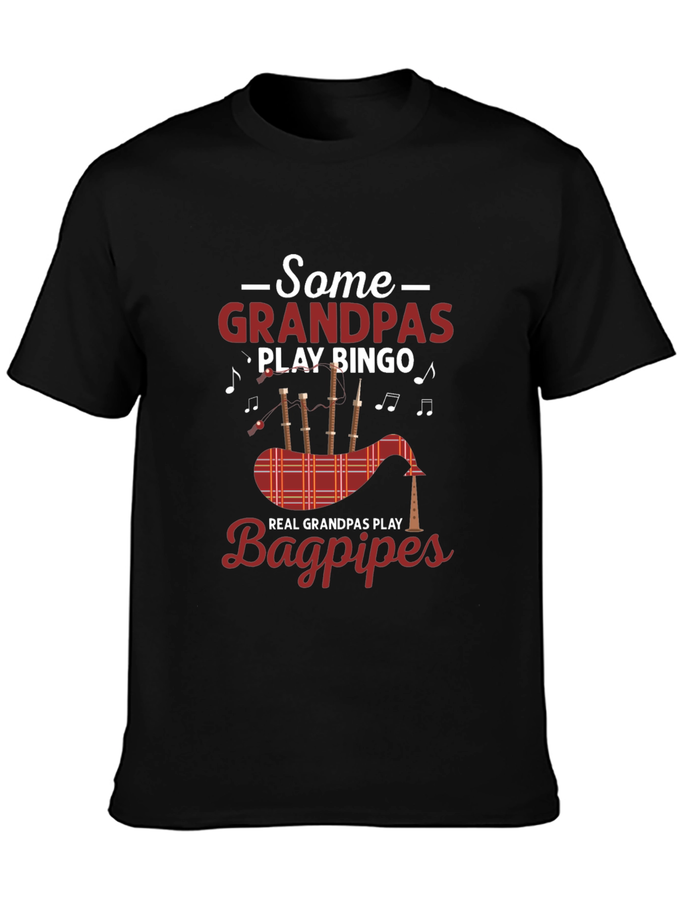 Black Grandpa Bingo Bagpipes Graphic Tee view 3