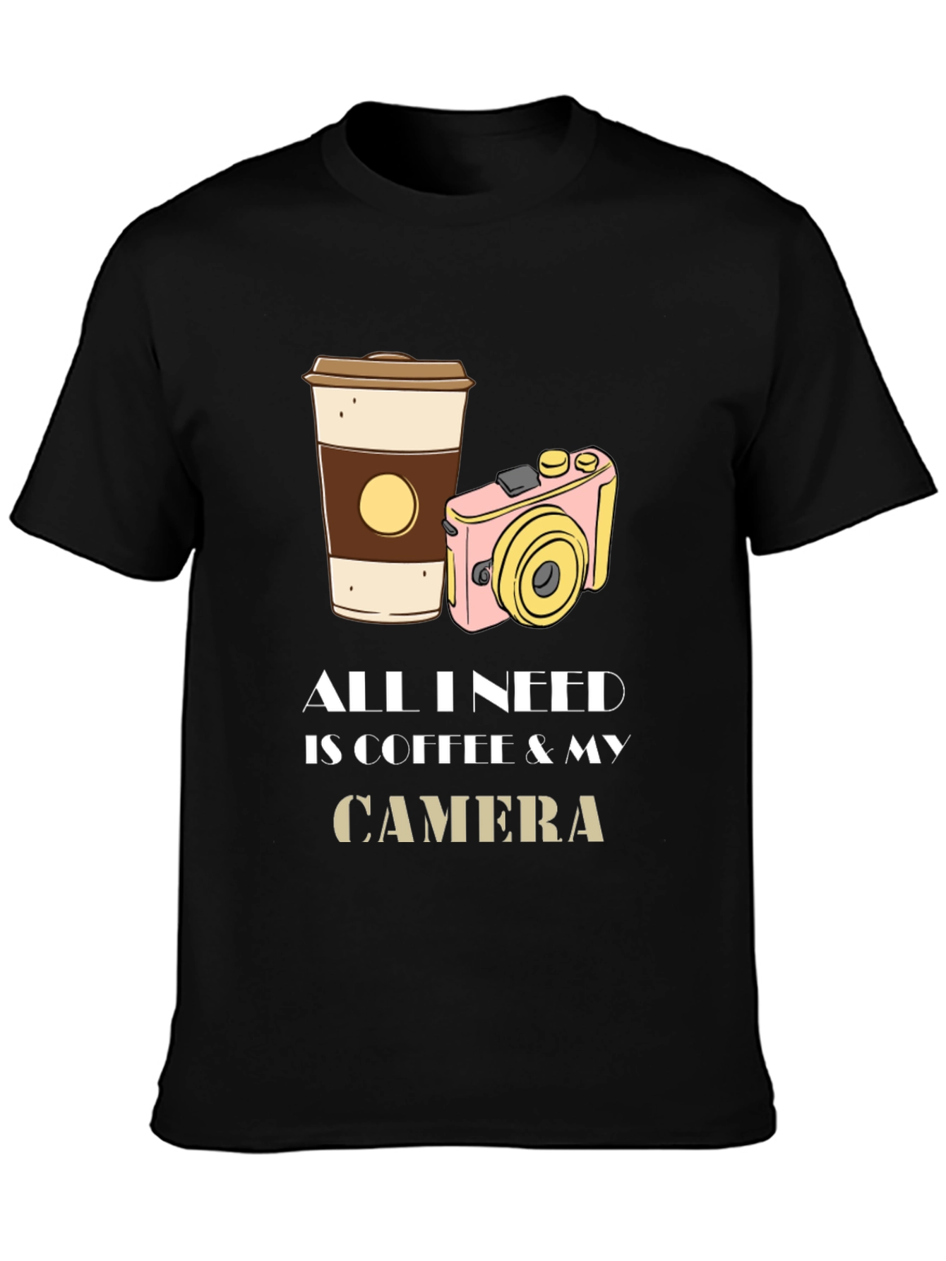 Black Coffee & Camera Graphic Tee - Photography Lover's T-Shirt view 3