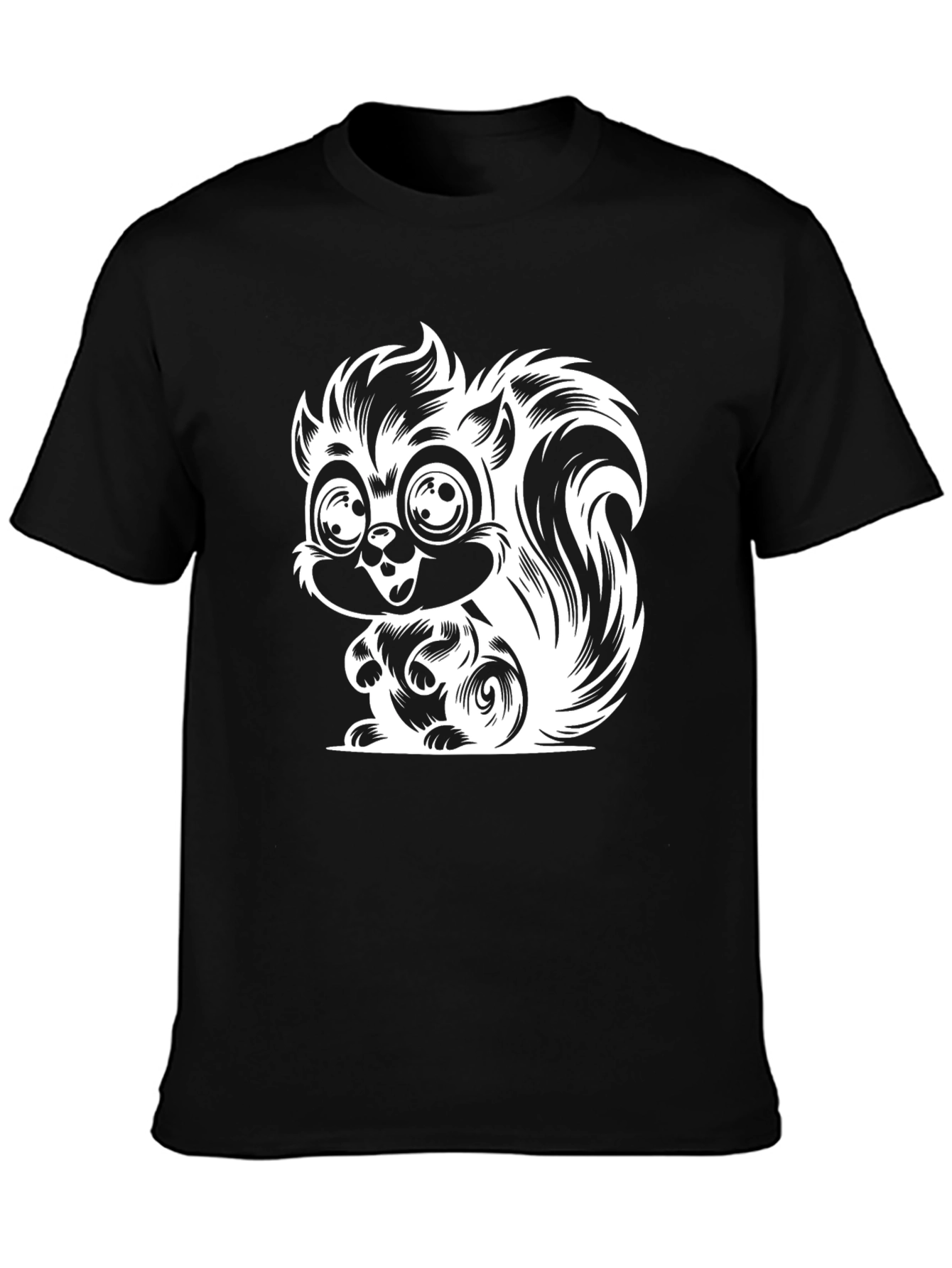 Black Squirrel Graphic Print Black T-Shirt view 3