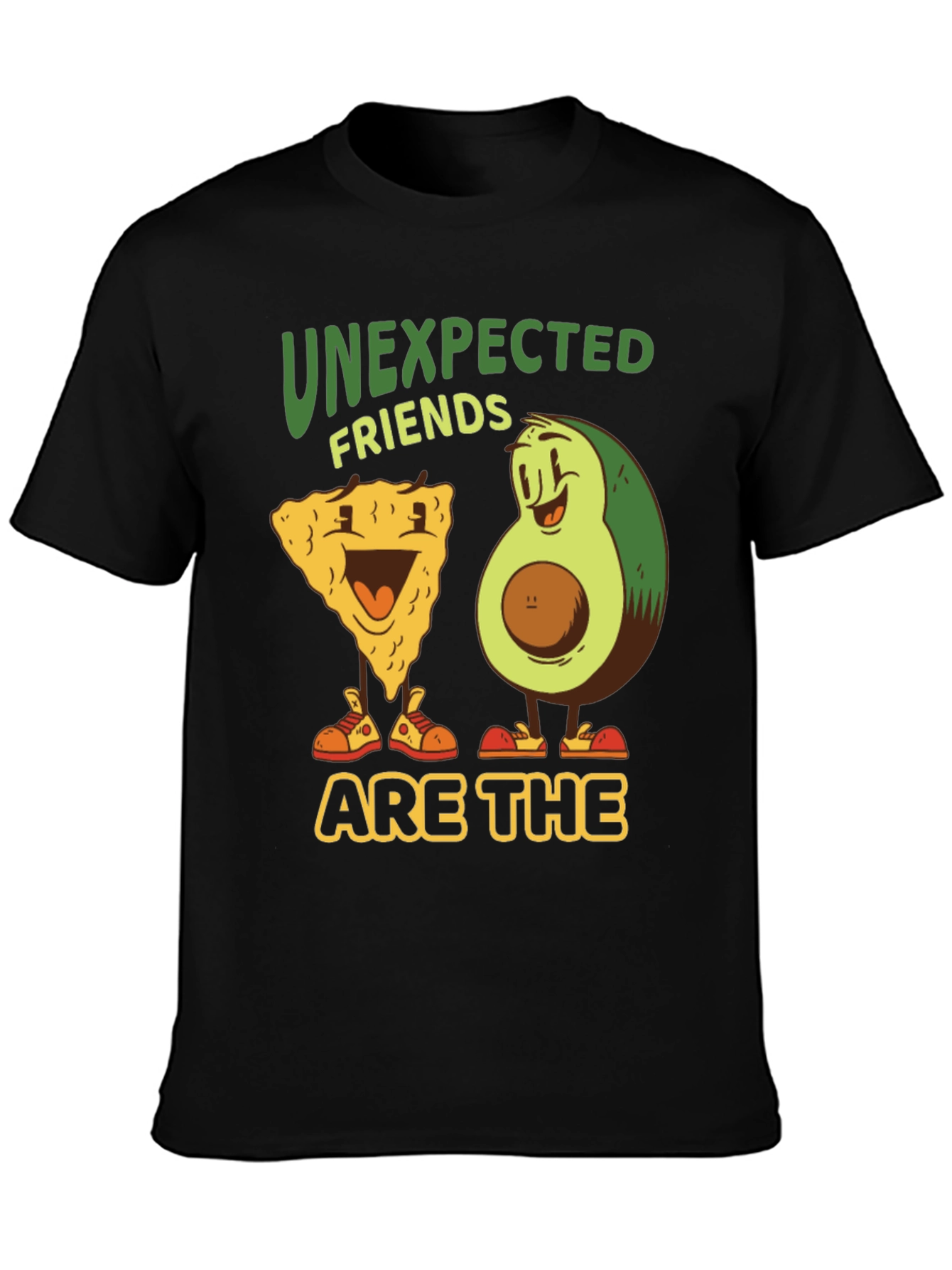 Black Unexpected Friends Graphic Tee - Avocado & Chip view 3