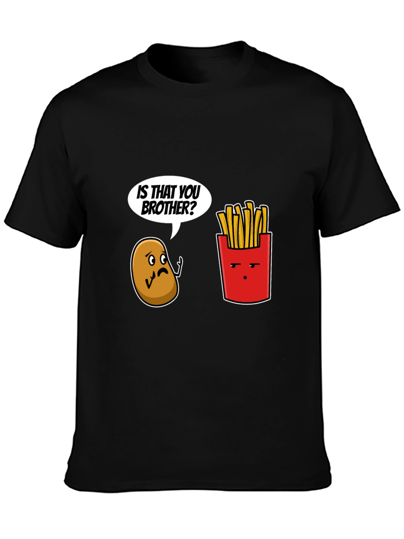 Black Funny Is That You Brother Potato & Fries Graphic Tee view 3