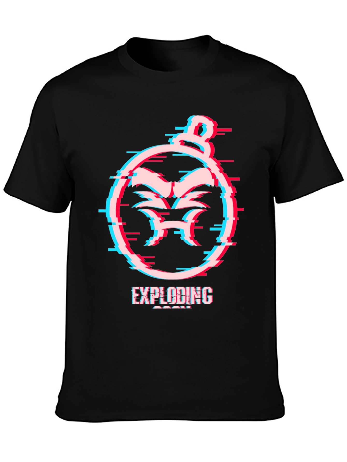 Black Exploding Soon Graphic Tee - Glitch Style view 3