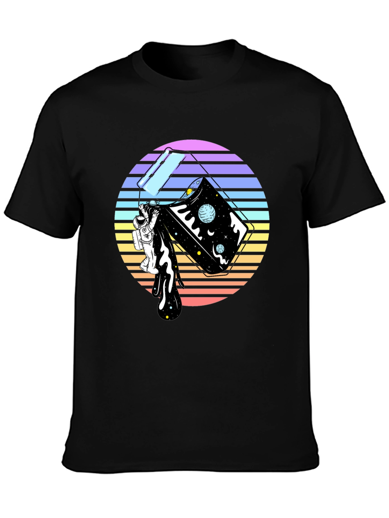 Black Retro Space Pour T-Shirt view 3