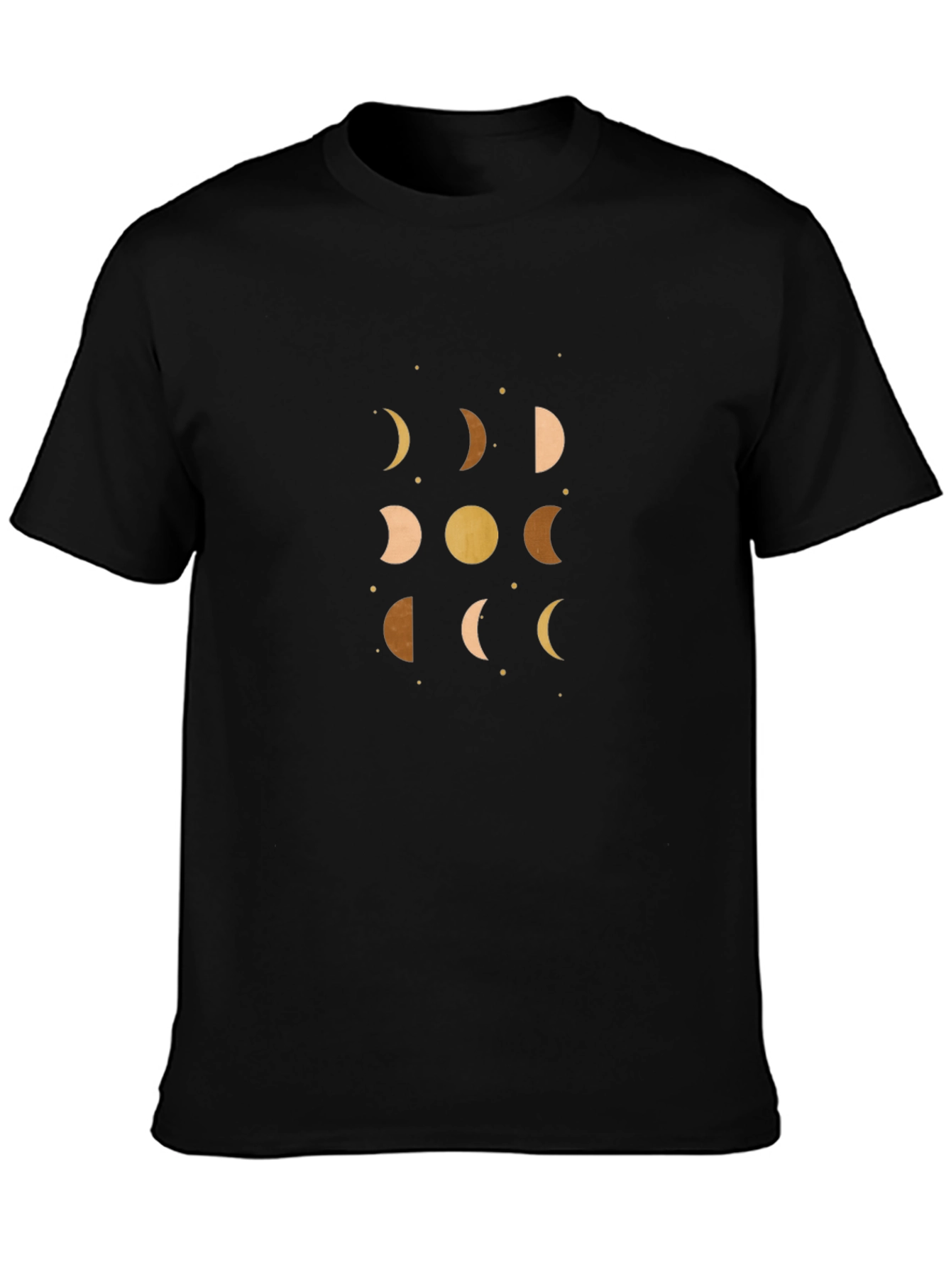 Black Celestial Moon Phases Graphic Tee - Black view 3