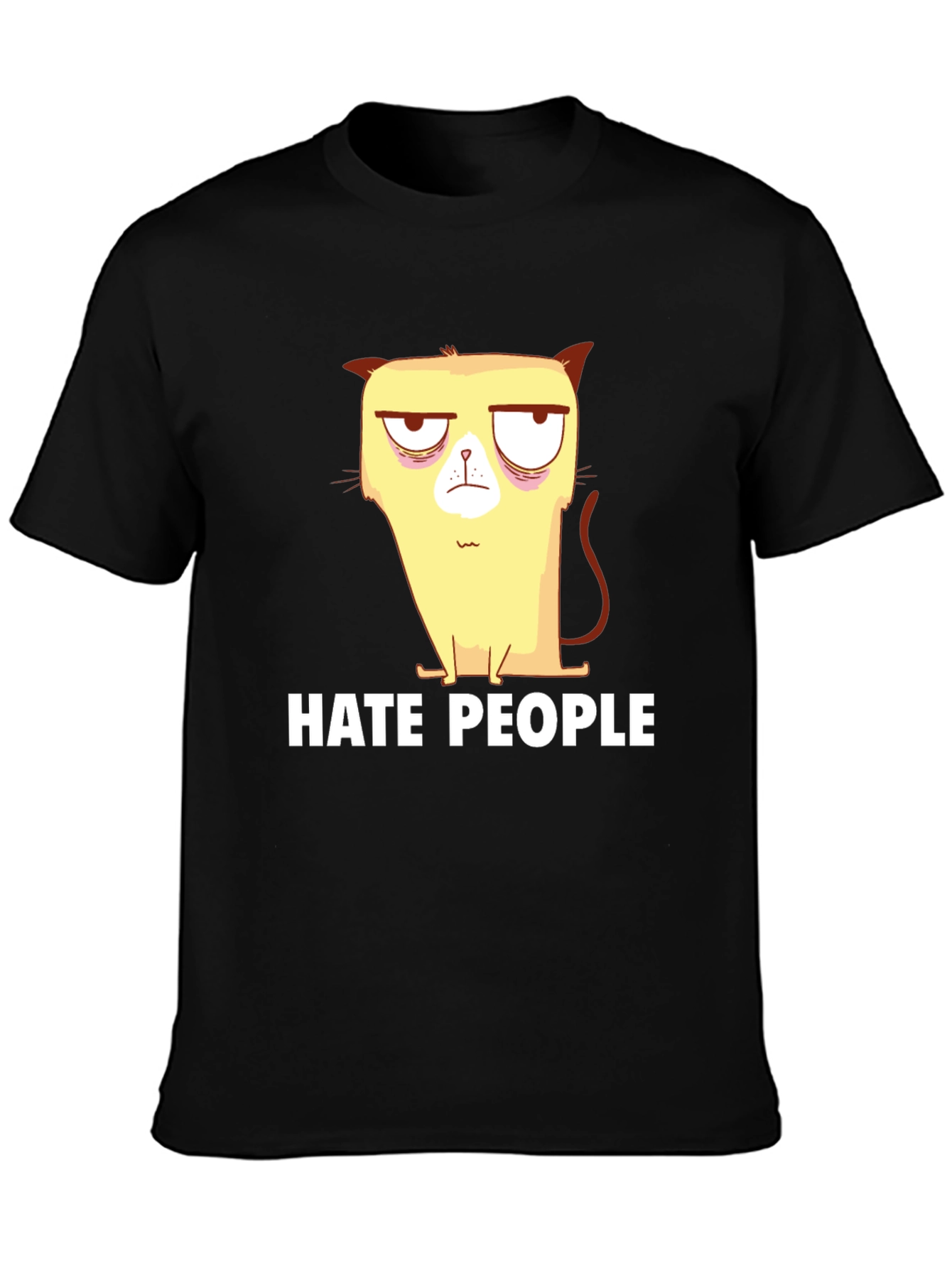 Black Grumpy Cat Hate People Black T-Shirt view 3
