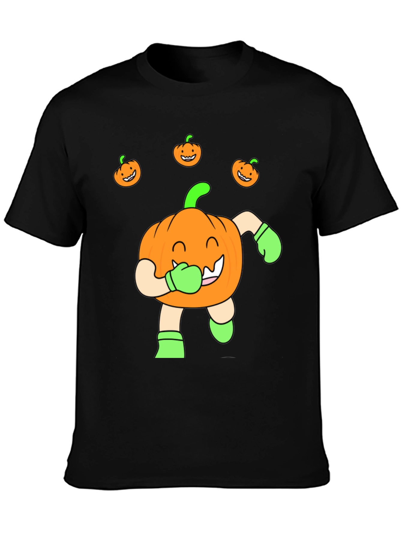 Black Halloween Pumpkin T-Shirt view 3