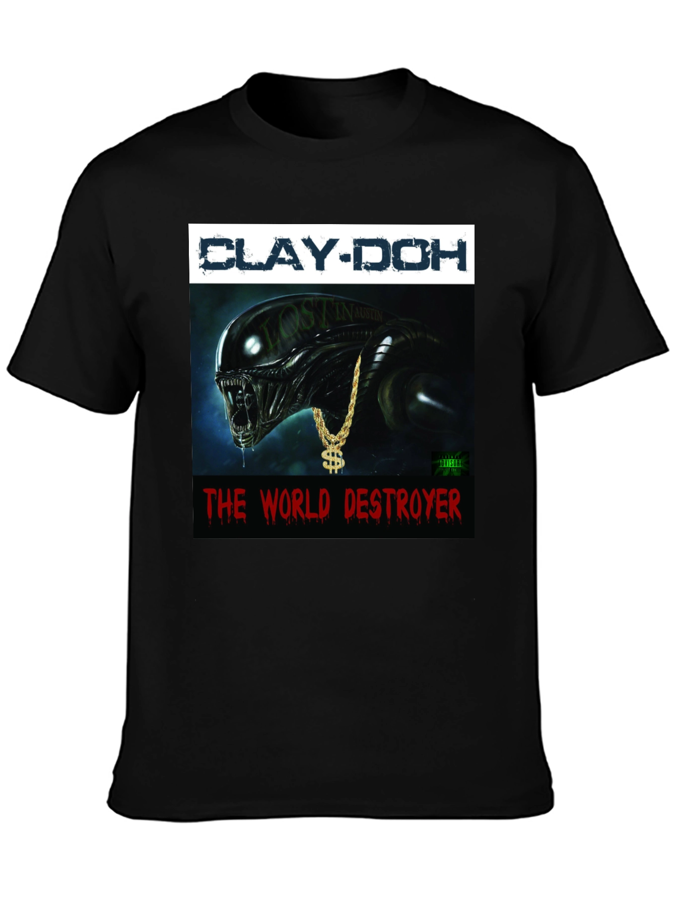 Black Clay-Doh The World Destroyer Graphic T-Shirt view 3