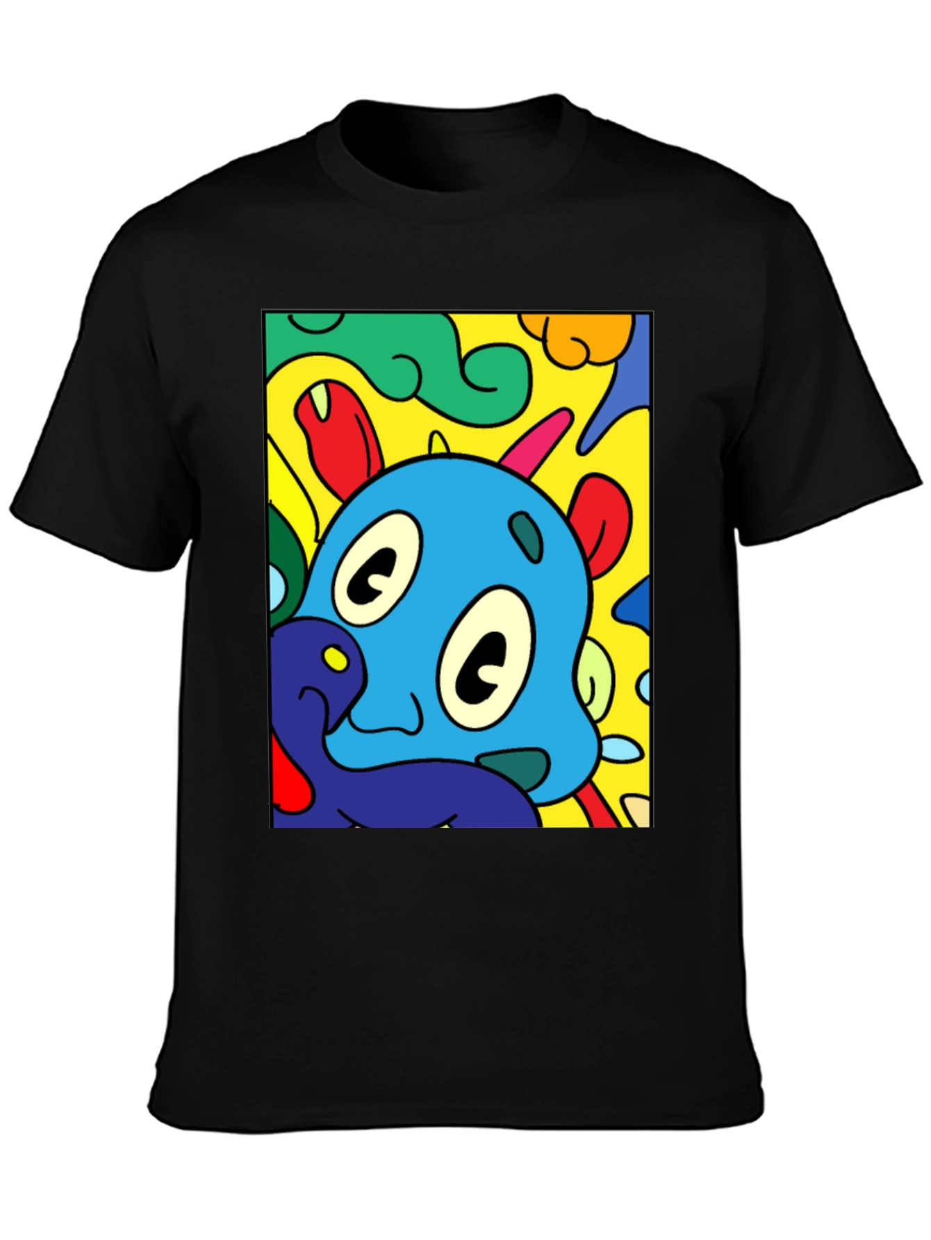 Black Cartoon Character Graphic Black T-Shirt view 3