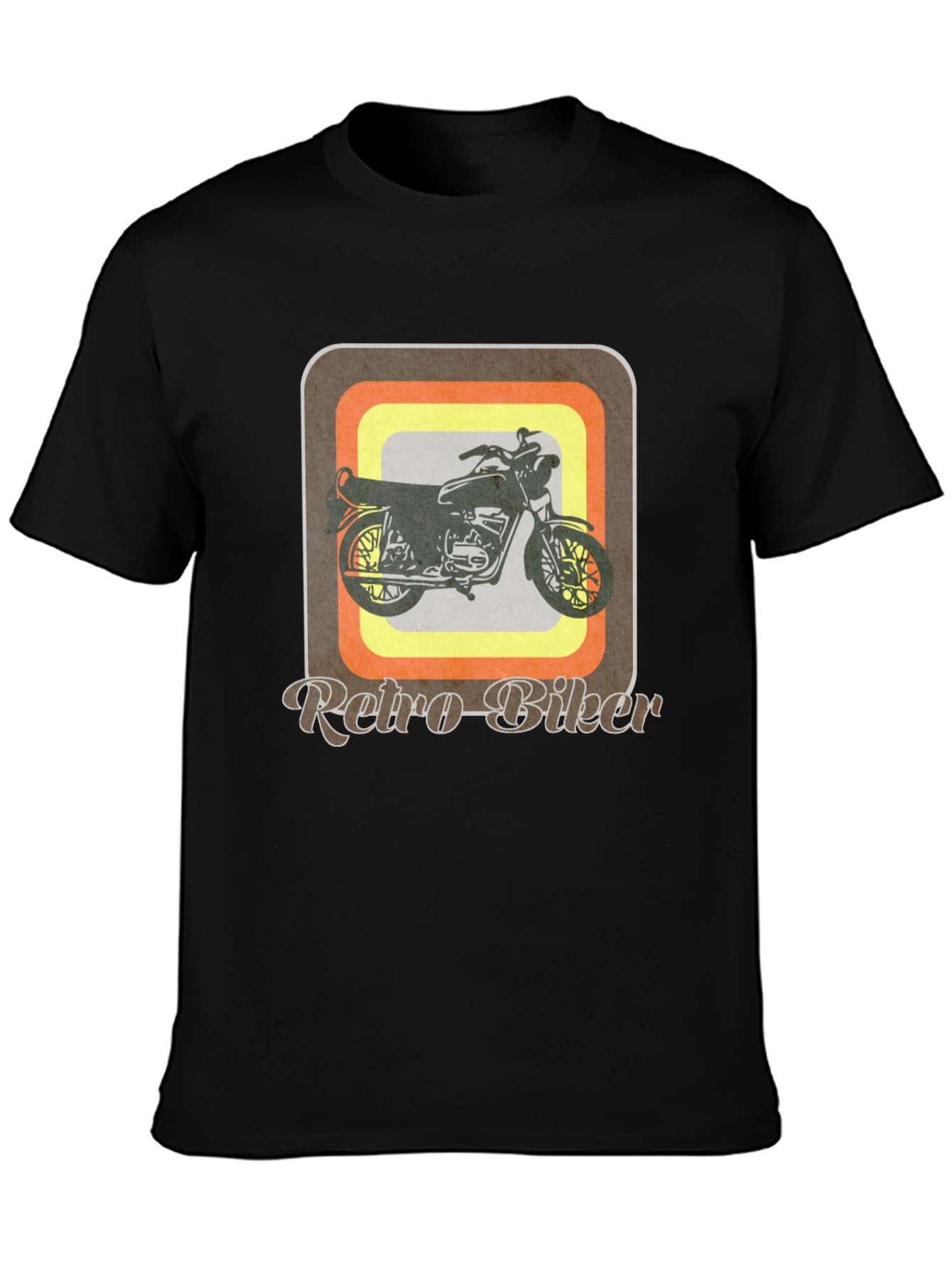 Black Retro Biker Graphic Tee - Vintage Motorcycle T-Shirt view 3