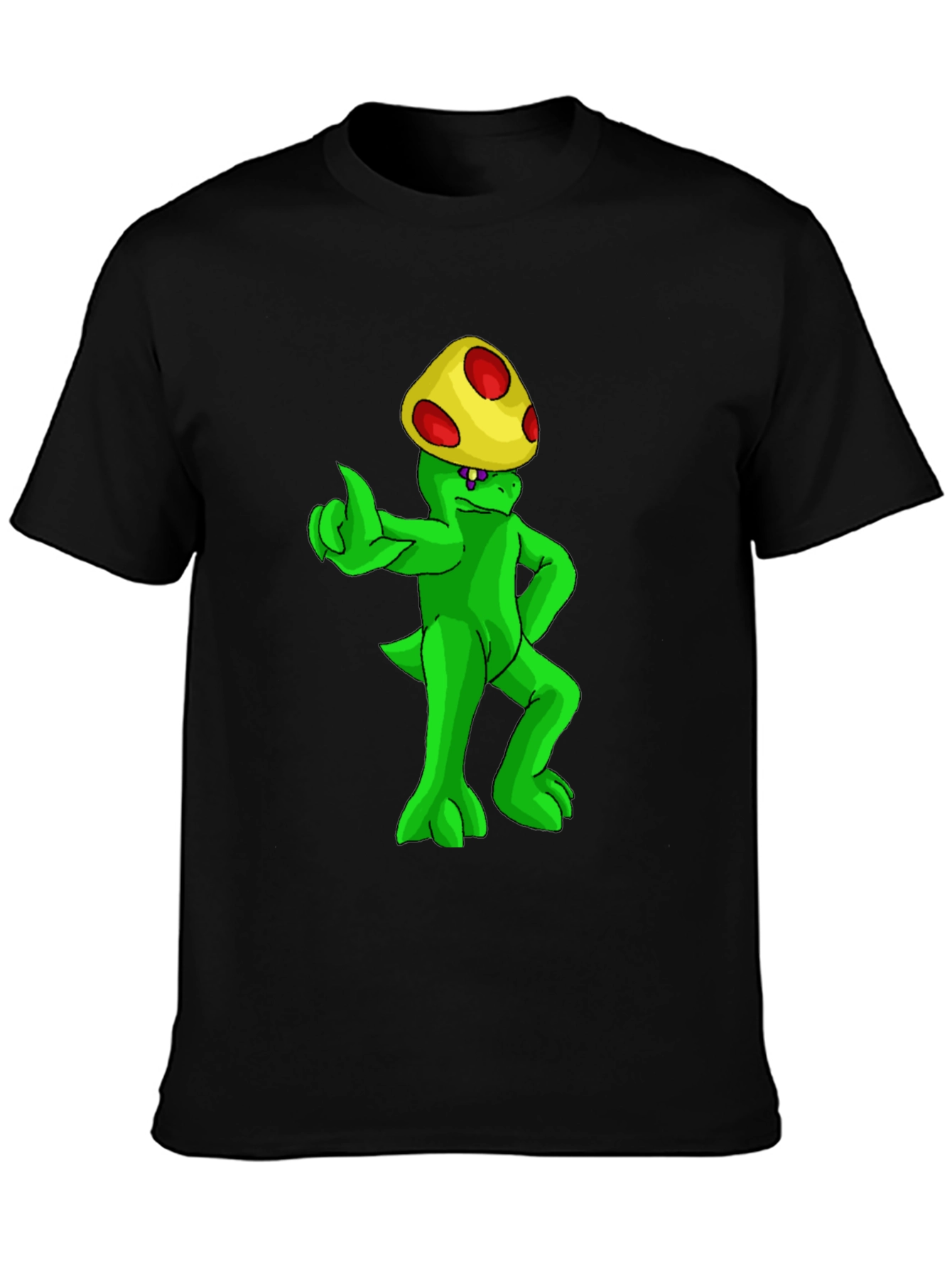 Black Mushroom Monster Graphic Tee - Funny Cartoon T-Shirt view 3