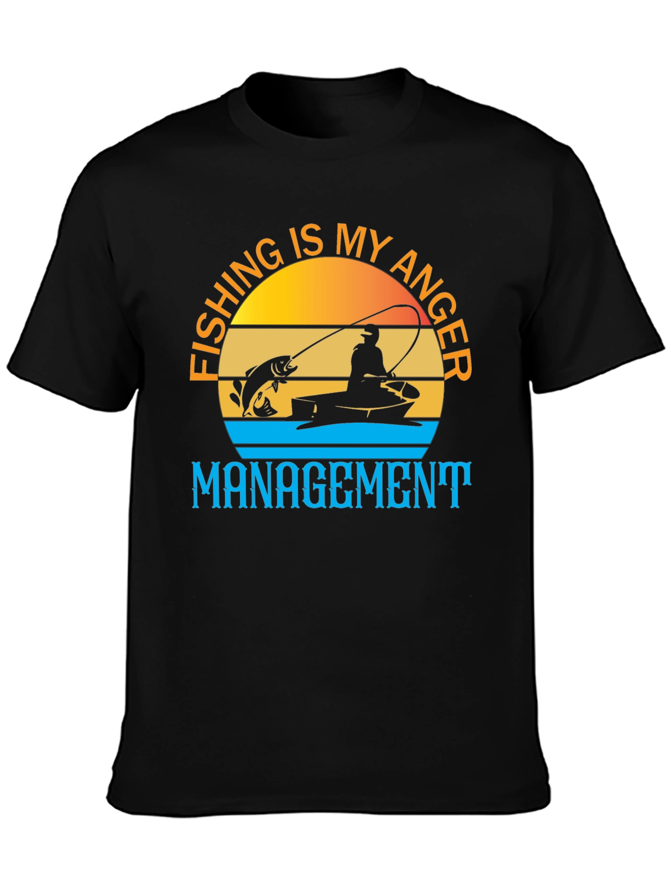 Black Fishing is My Anger Management T-Shirt view 3