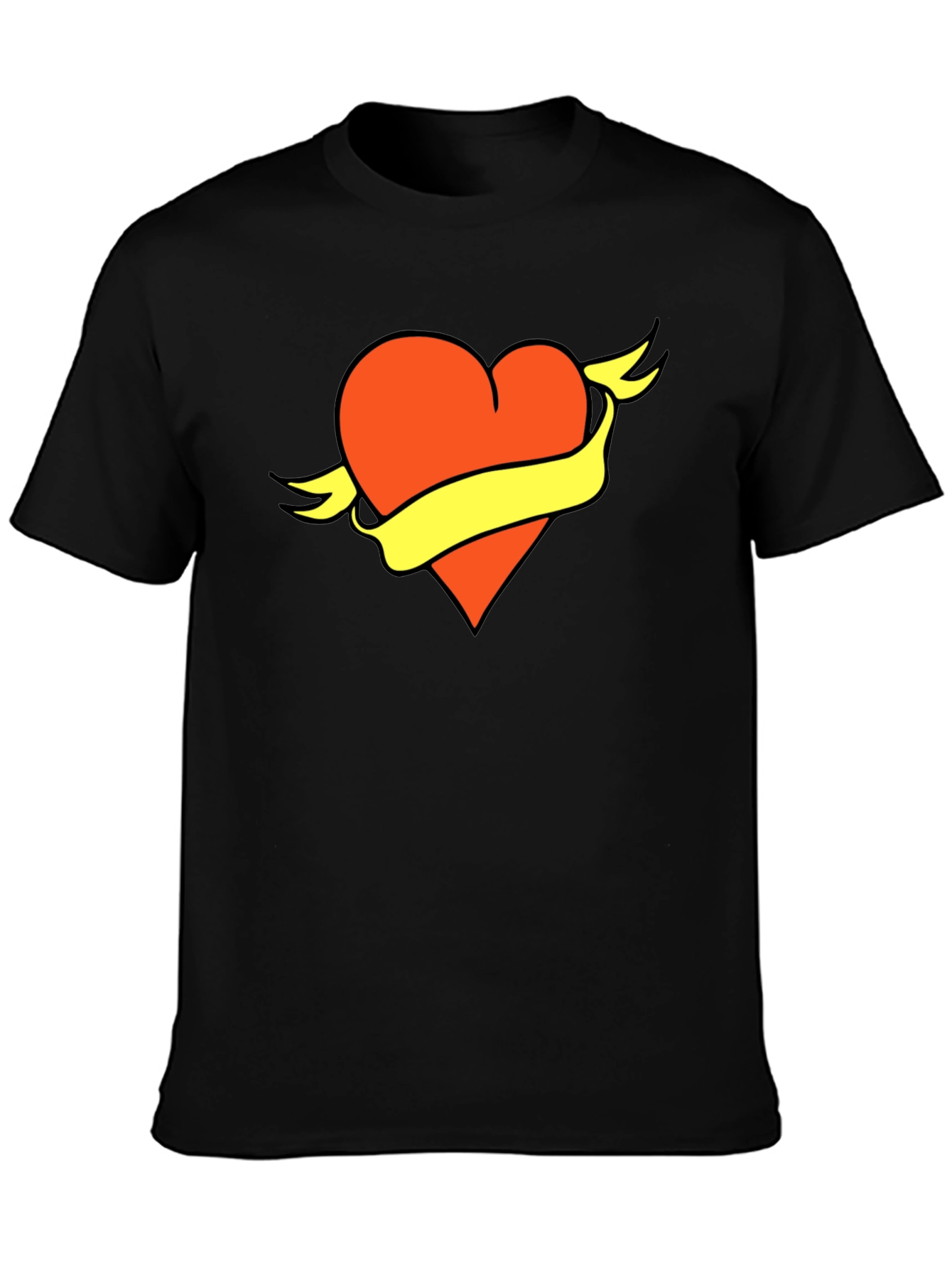 Black Heart & Banner Graphic Tee - Bold Design, Soft Fabric view 3