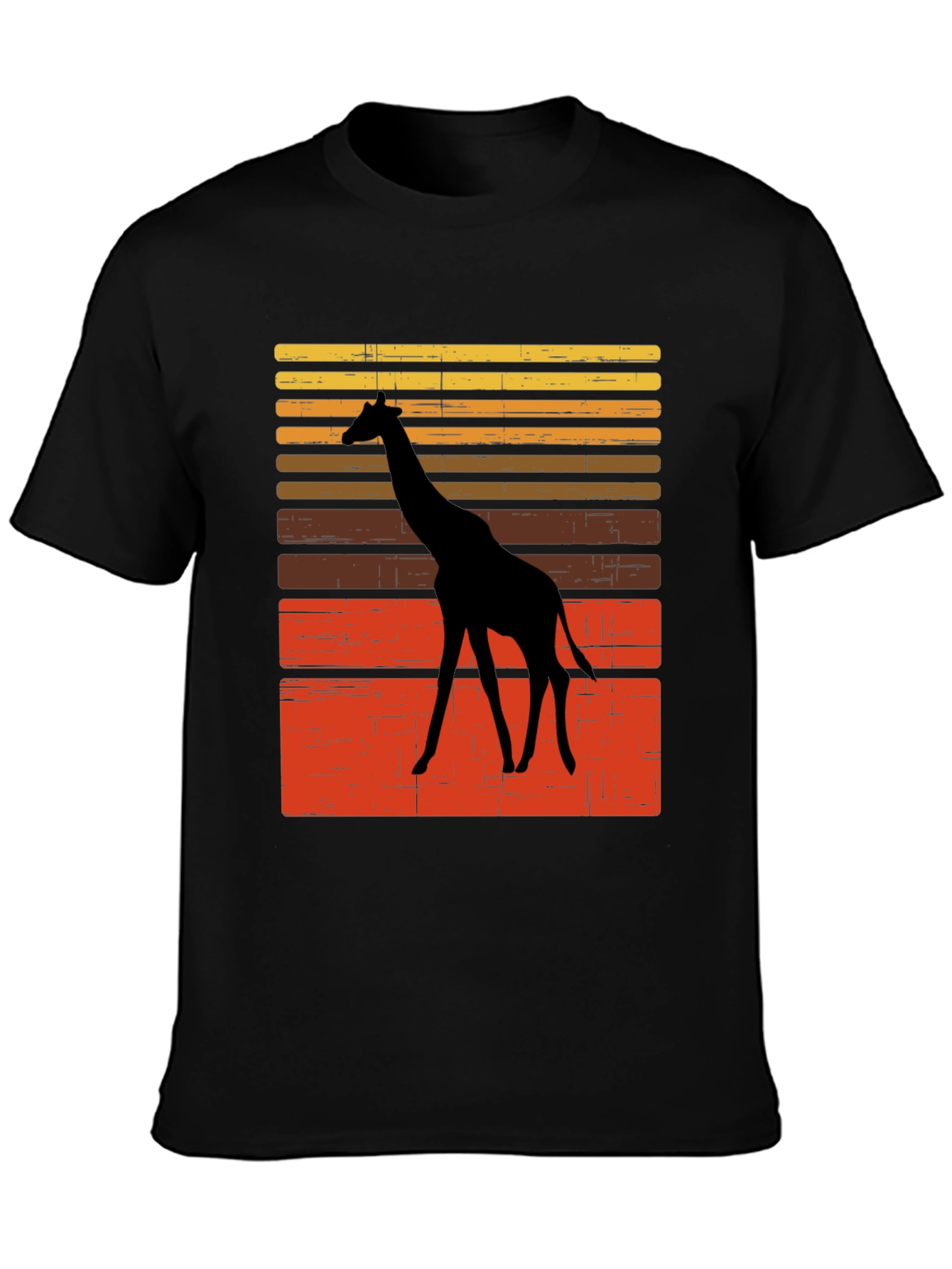 Black Retro Giraffe Sunset Graphic Tee view 3