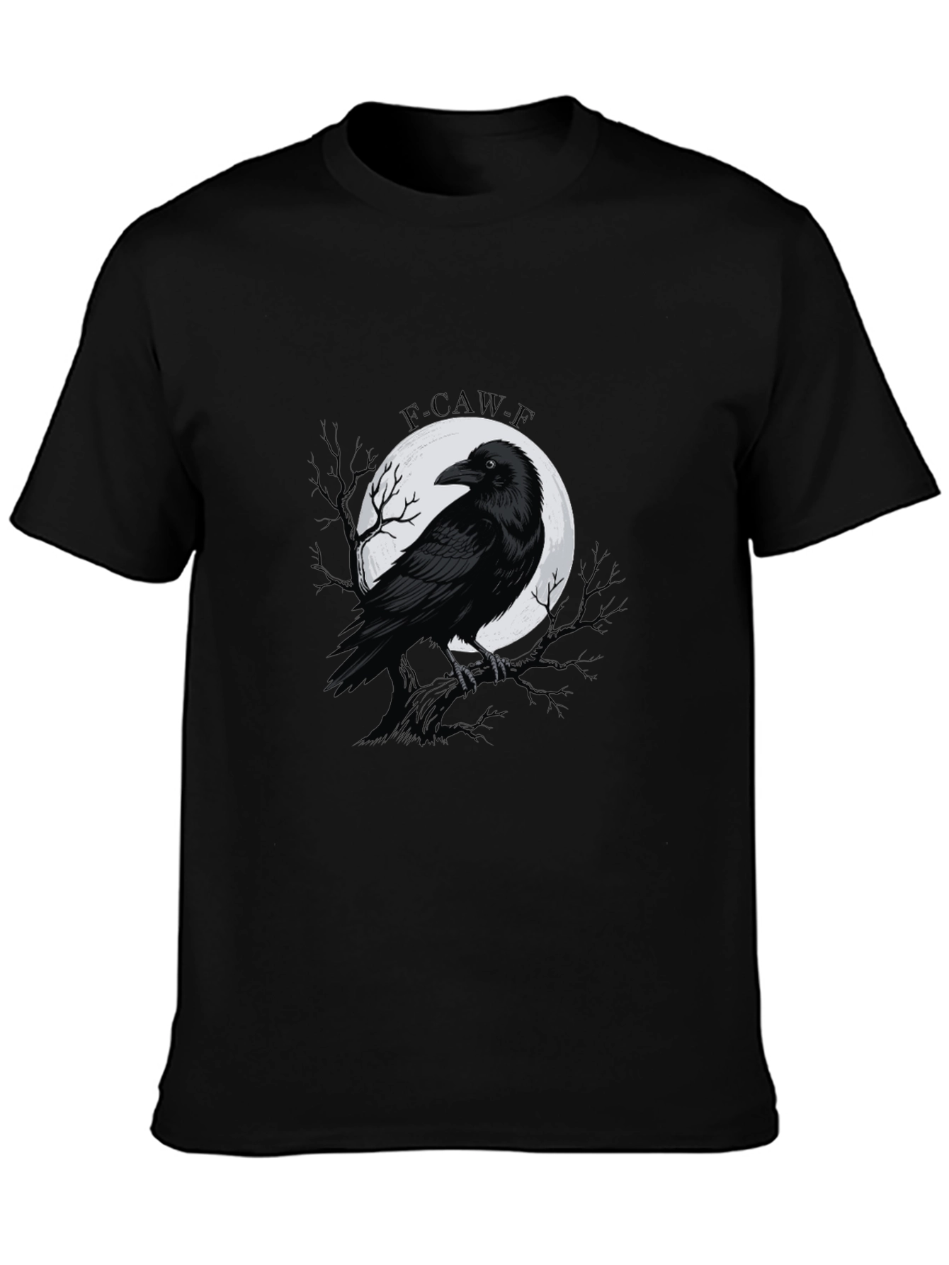Black Raven Moon Graphic Tee - Gothic Style Black T-Shirt view 3