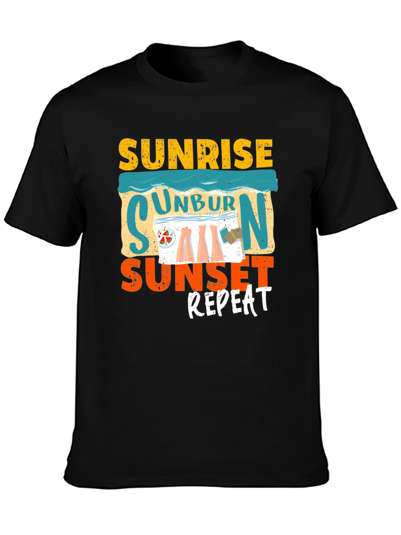 Black Sunrise Unburn Sunset Repeat Graphic Tee view 3