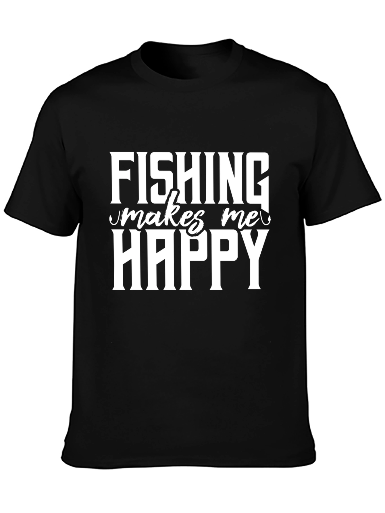Black Fishing Makes Me Happy T-Shirt view 3