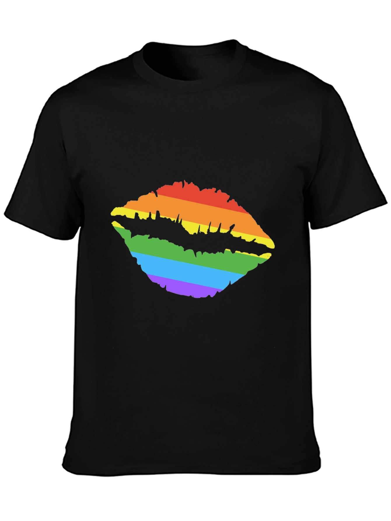 Black Rainbow Lips Print Tee - Stylish LGBTQ+ Pride T-Shirt view 3