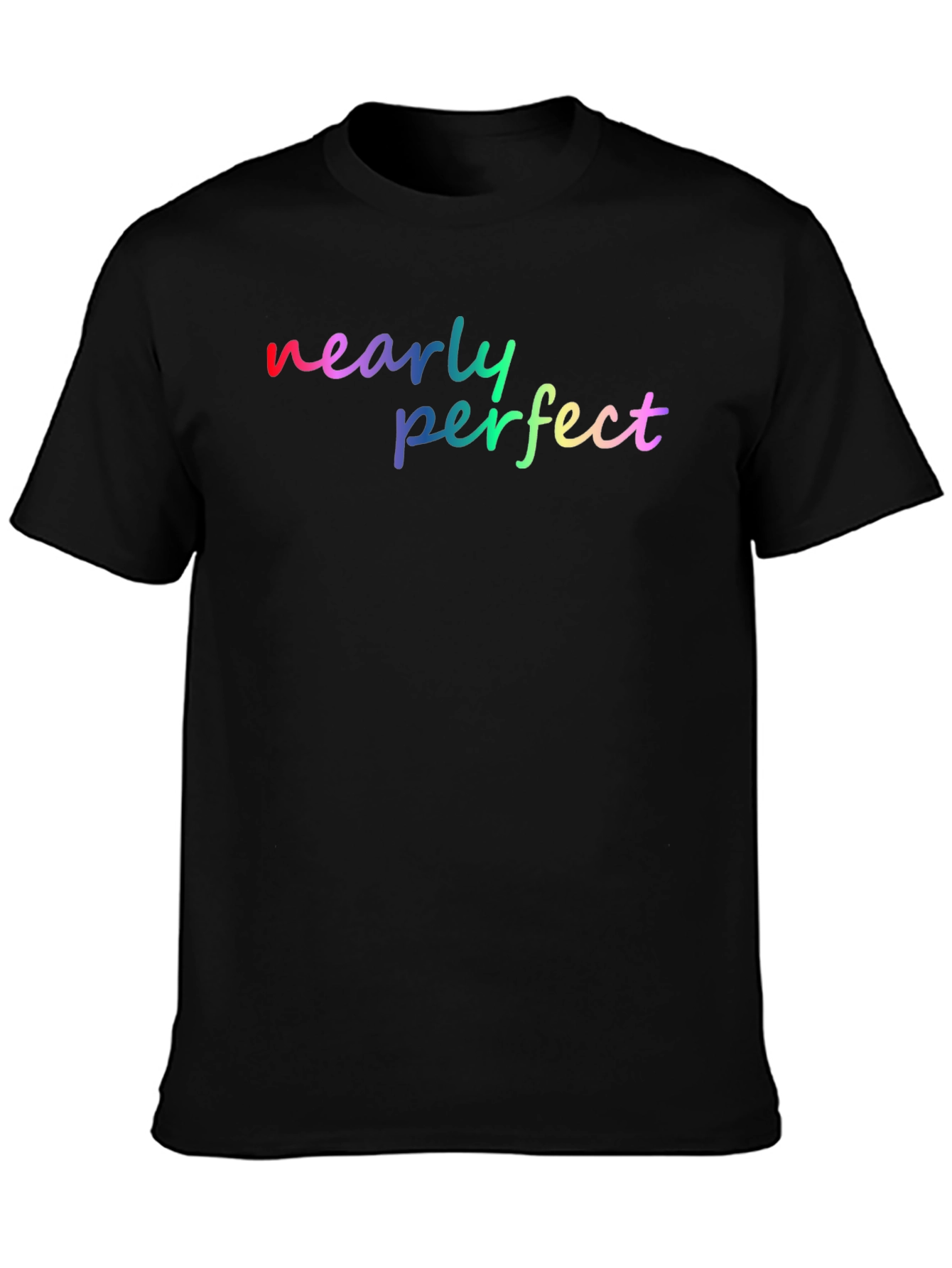 Black Nearly Perfect Rainbow Graphic Tee - Soft Black Shirt view 3