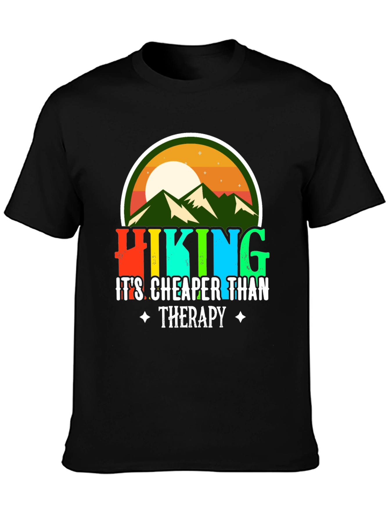 Black Hiking Cheaper Than Therapy Graphic Tee view 3