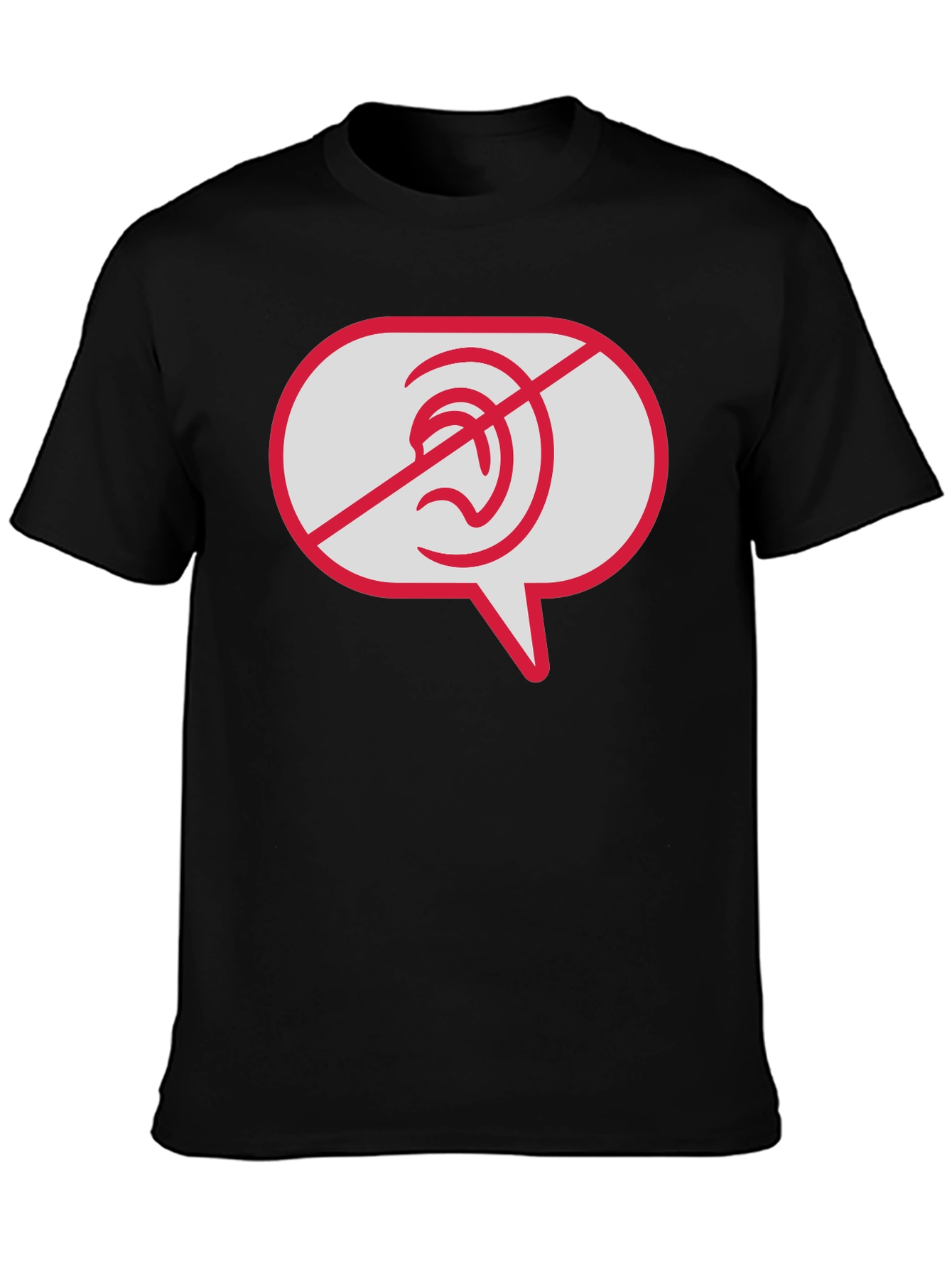 Black No Hearing T-Shirt - Black Graphic Tee view 3