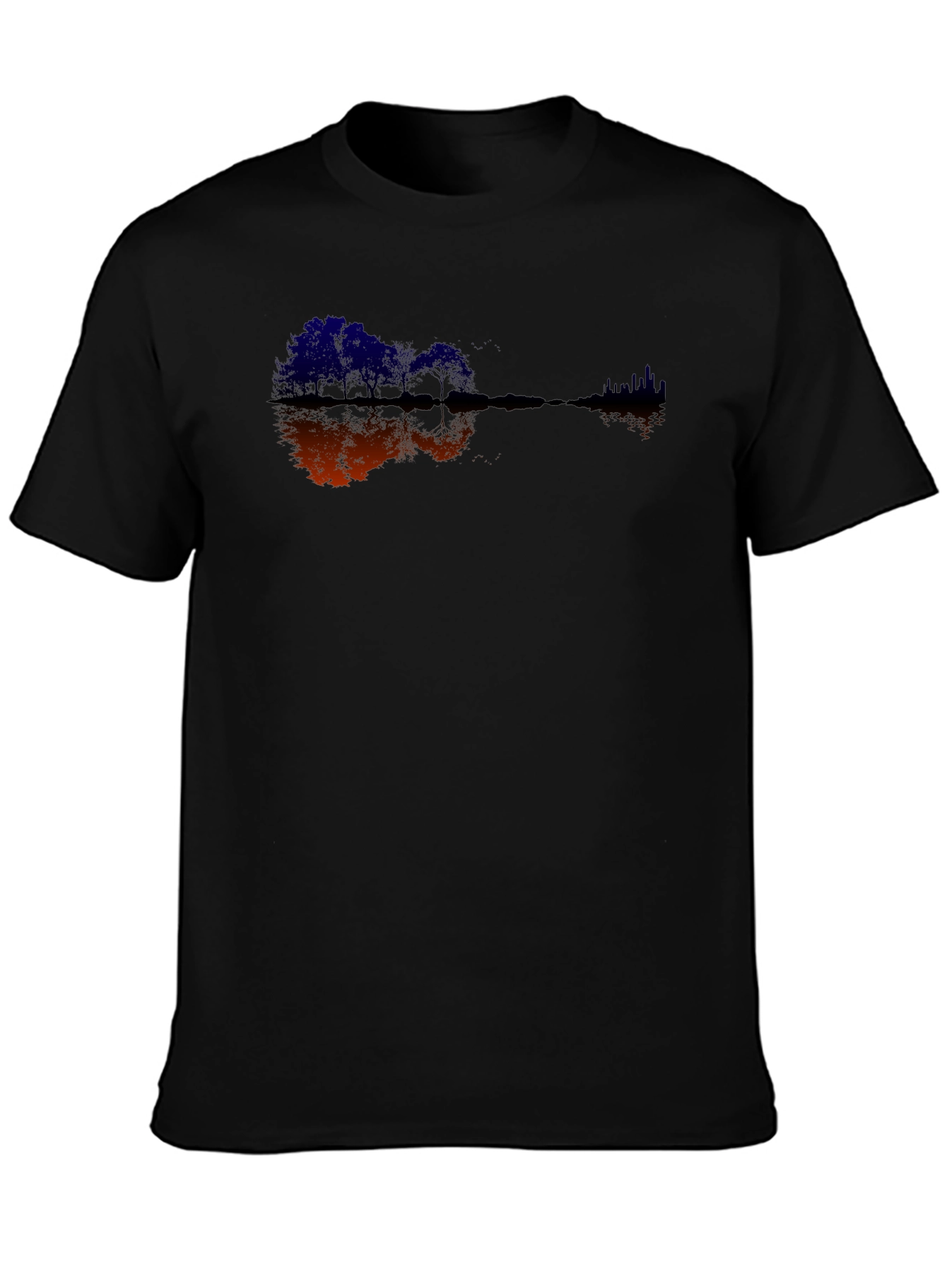 Black Guitar Trees Black Graphic Tee view 3