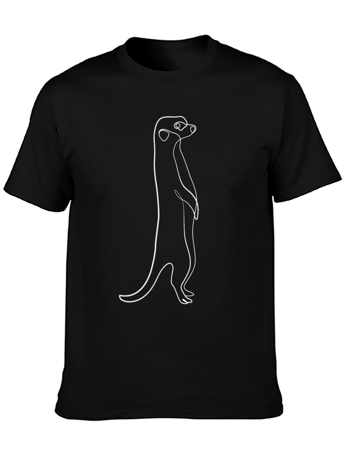 Black Meerkat Outline Black T-Shirt - Minimalist Design view 3