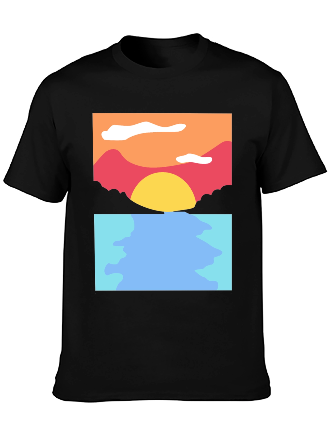 Black Sunset Seascape Graphic Tee - Soft Cotton Blend view 3