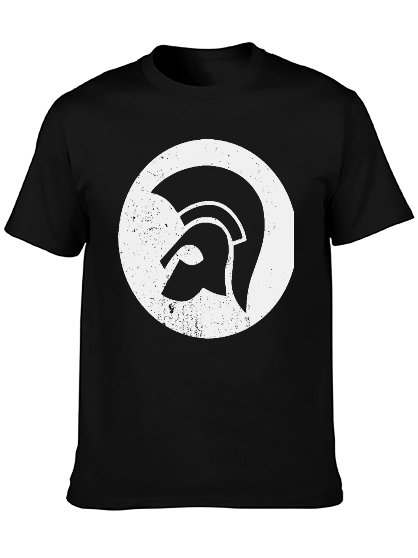 Black Spartan Helmet Graphic Tee - Black Cotton Blend view 3