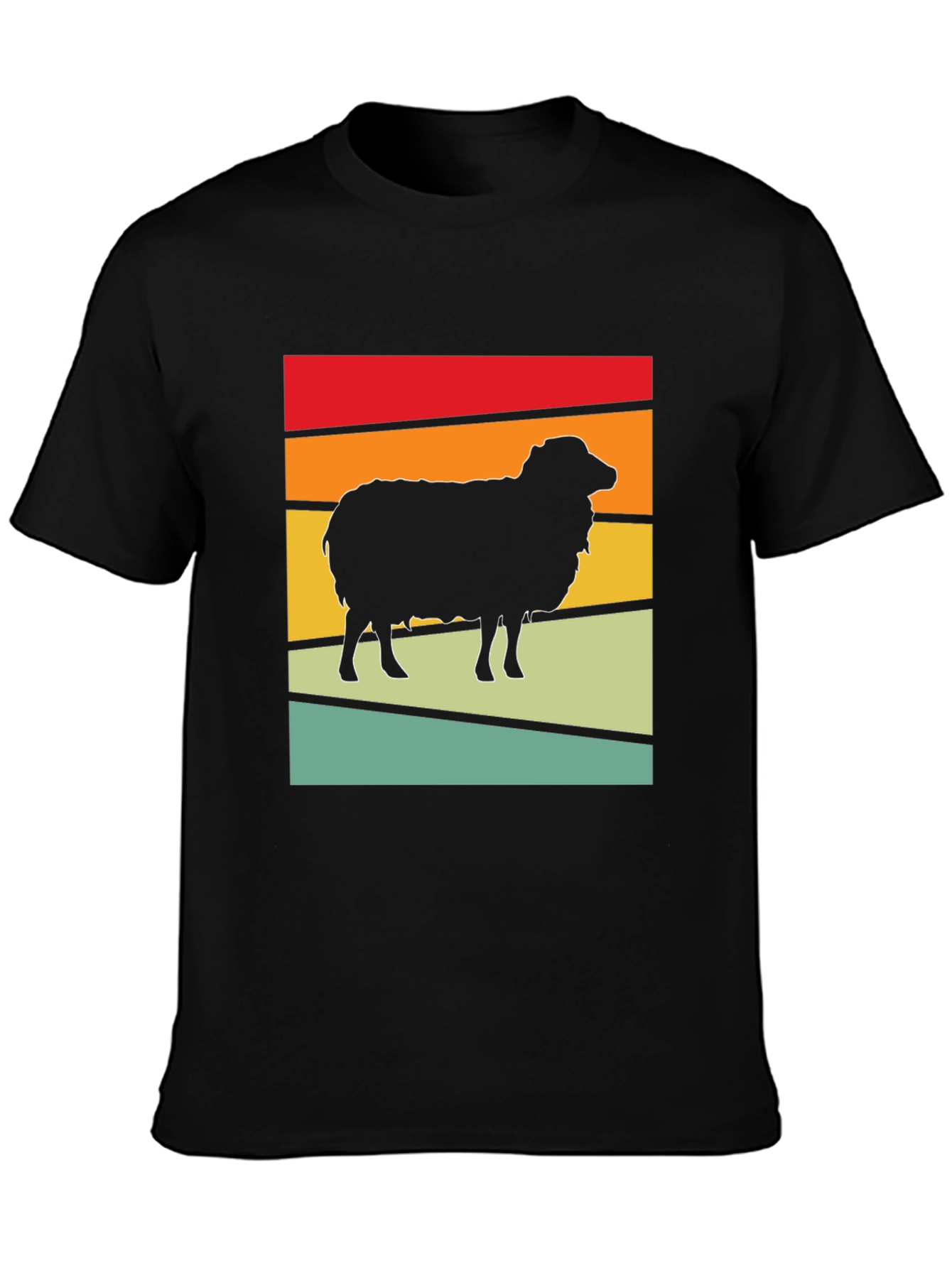 Black Retro Sheep Graphic T-Shirt - Vintage Style Black Tee view 3