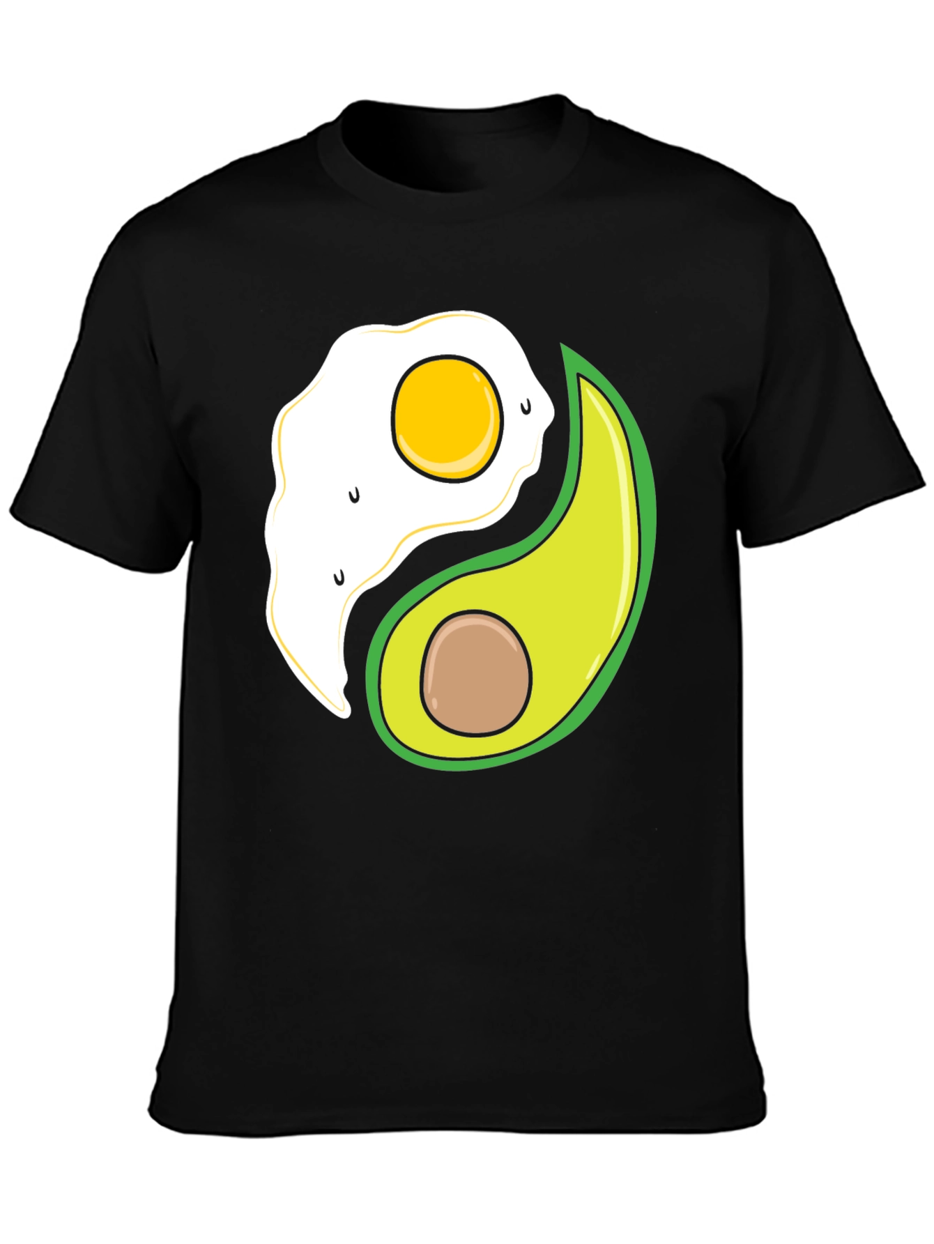 Black Egg & Avocado Yin Yang Black Graphic Tee view 3