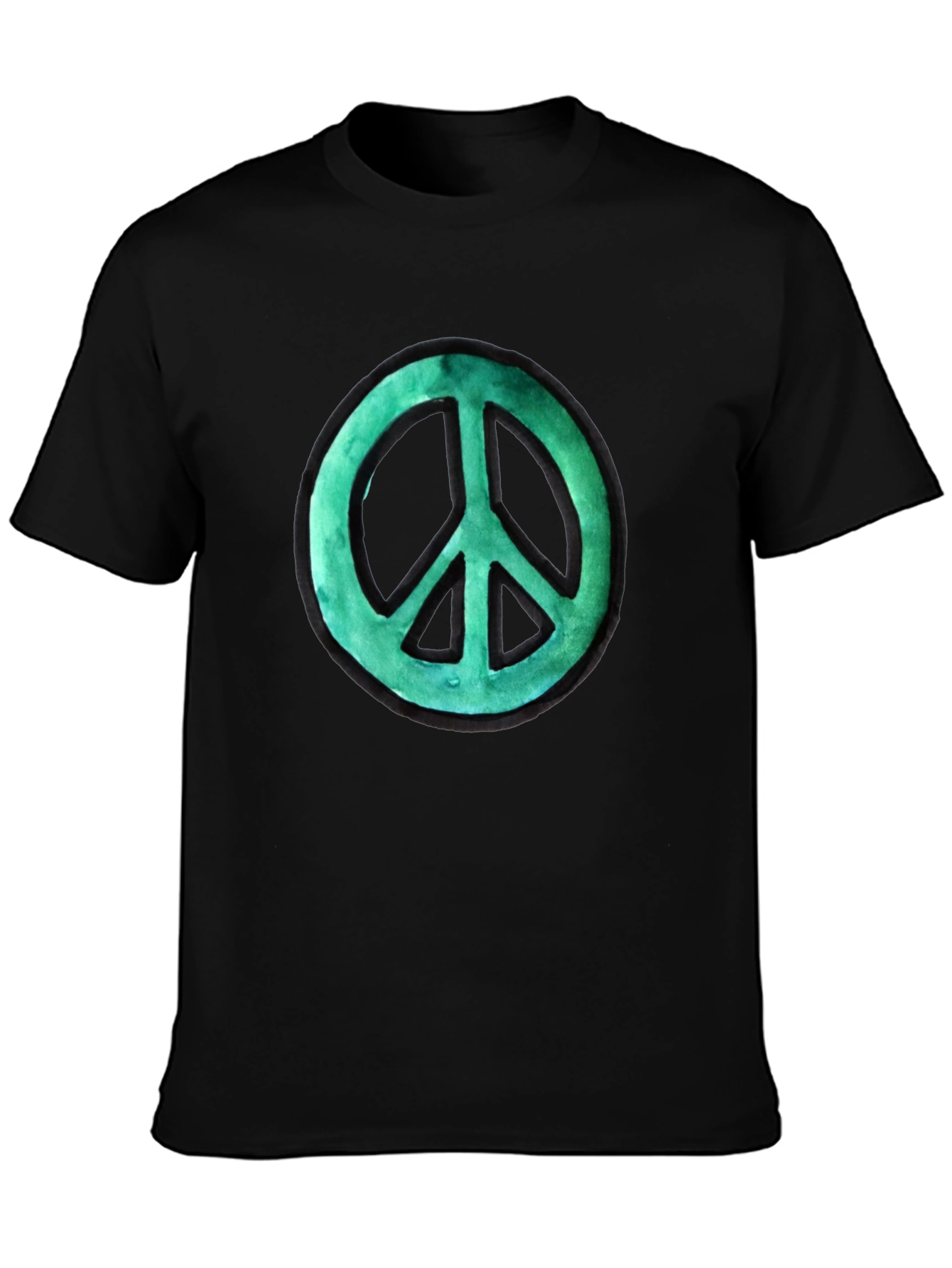 Black Peace Sign Graphic Tee - Black Cotton view 3