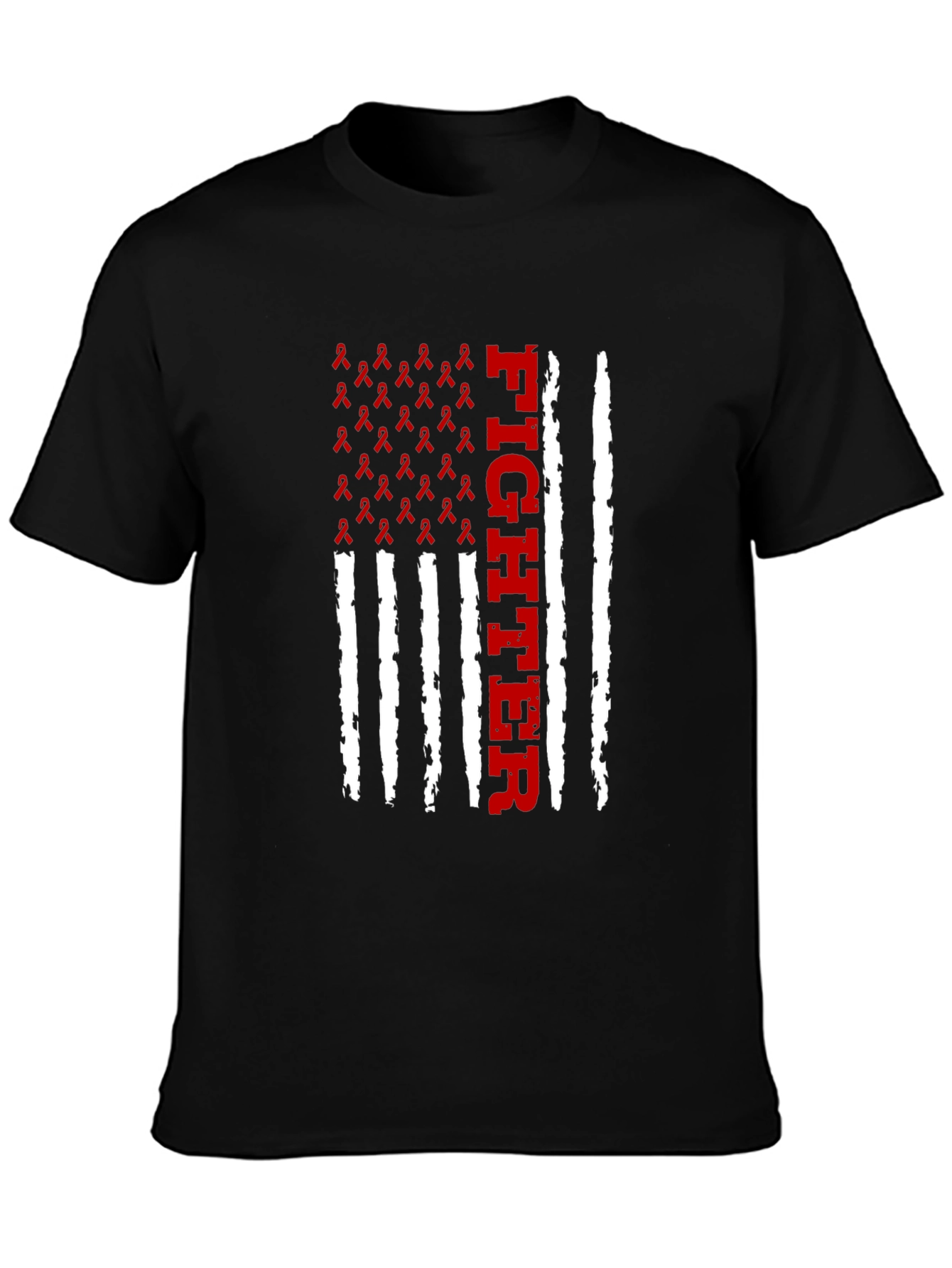 Black Fighter Ribbon Flag T-Shirt view 3
