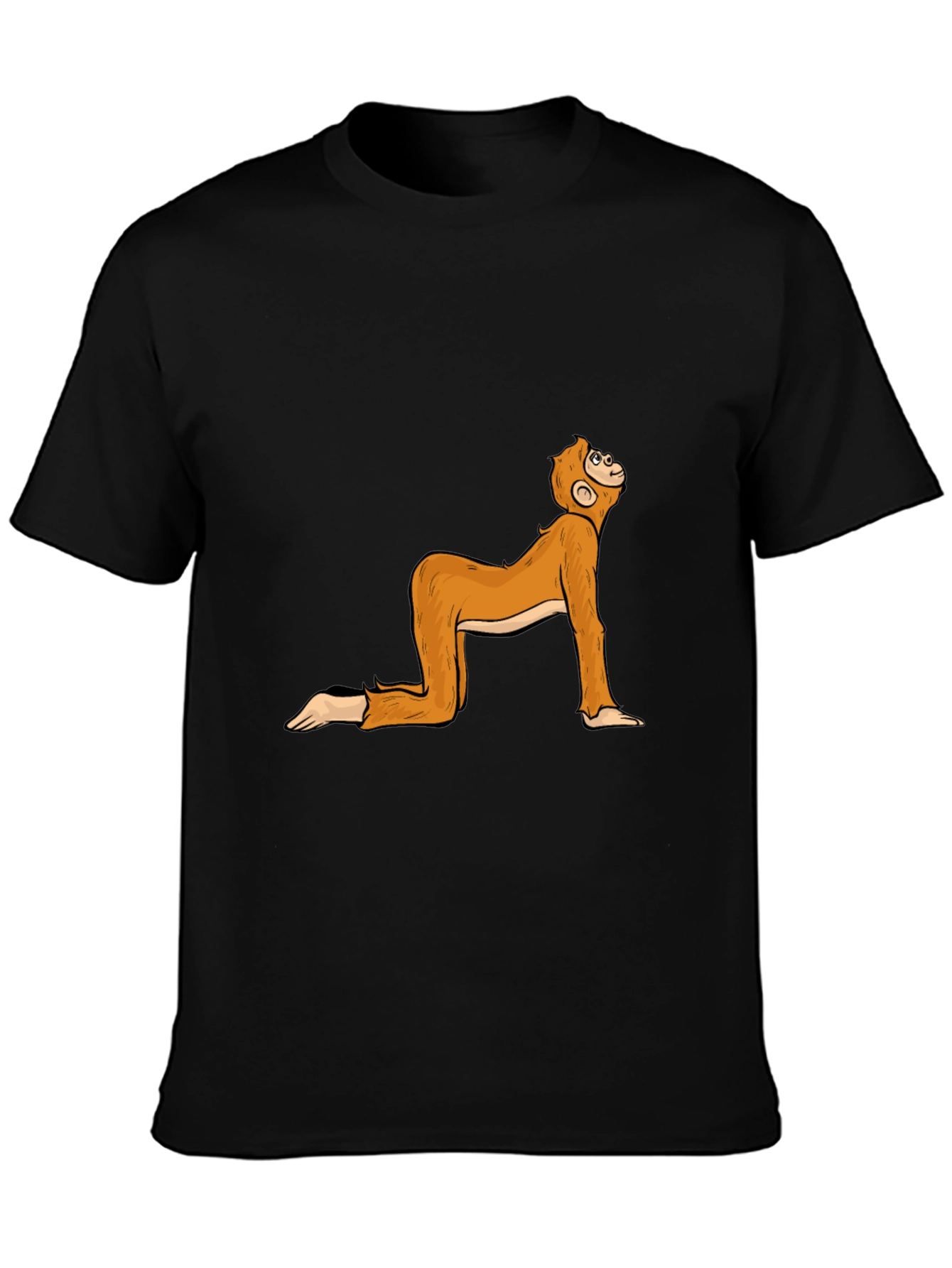 Black Funny Monkey Yoga Pose Black T-Shirt view 3