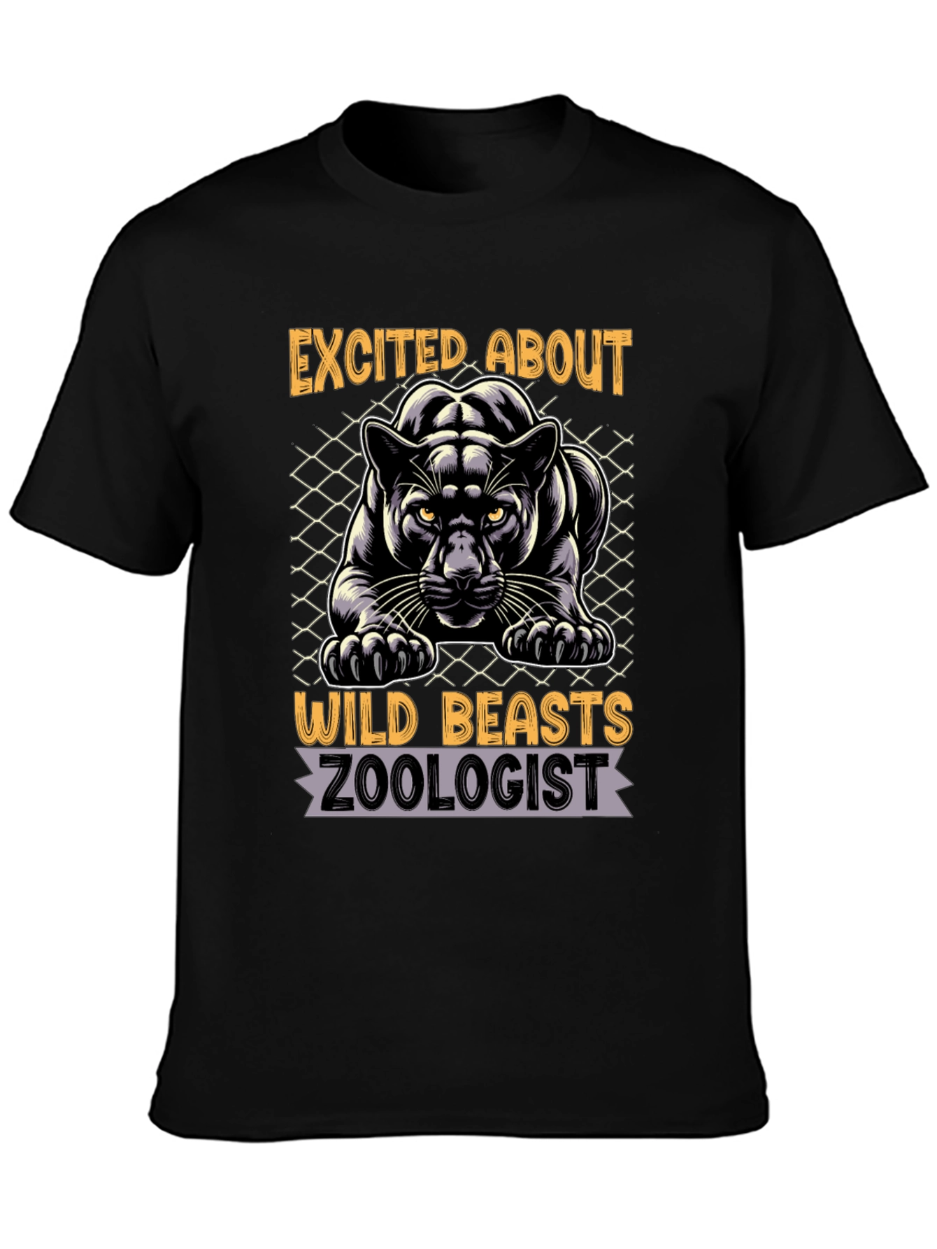 Black Excited About Wild Beasts Zoologist Graphic T-Shirt view 3