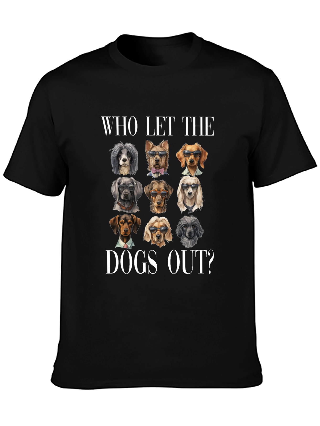 Black Who Let The Dogs Out? Graphic Tee view 3