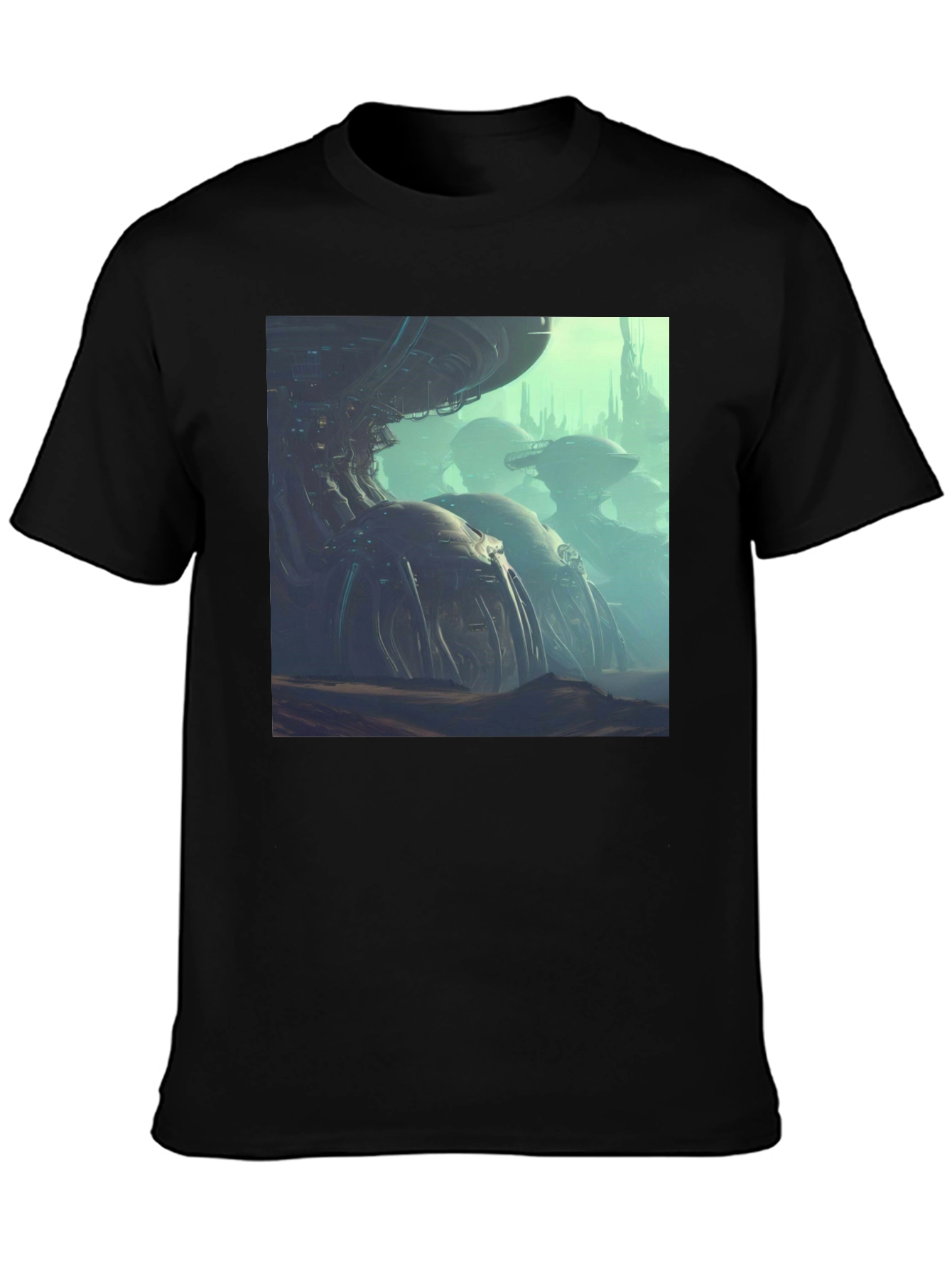 Black Sci-Fi City T-Shirt view 3