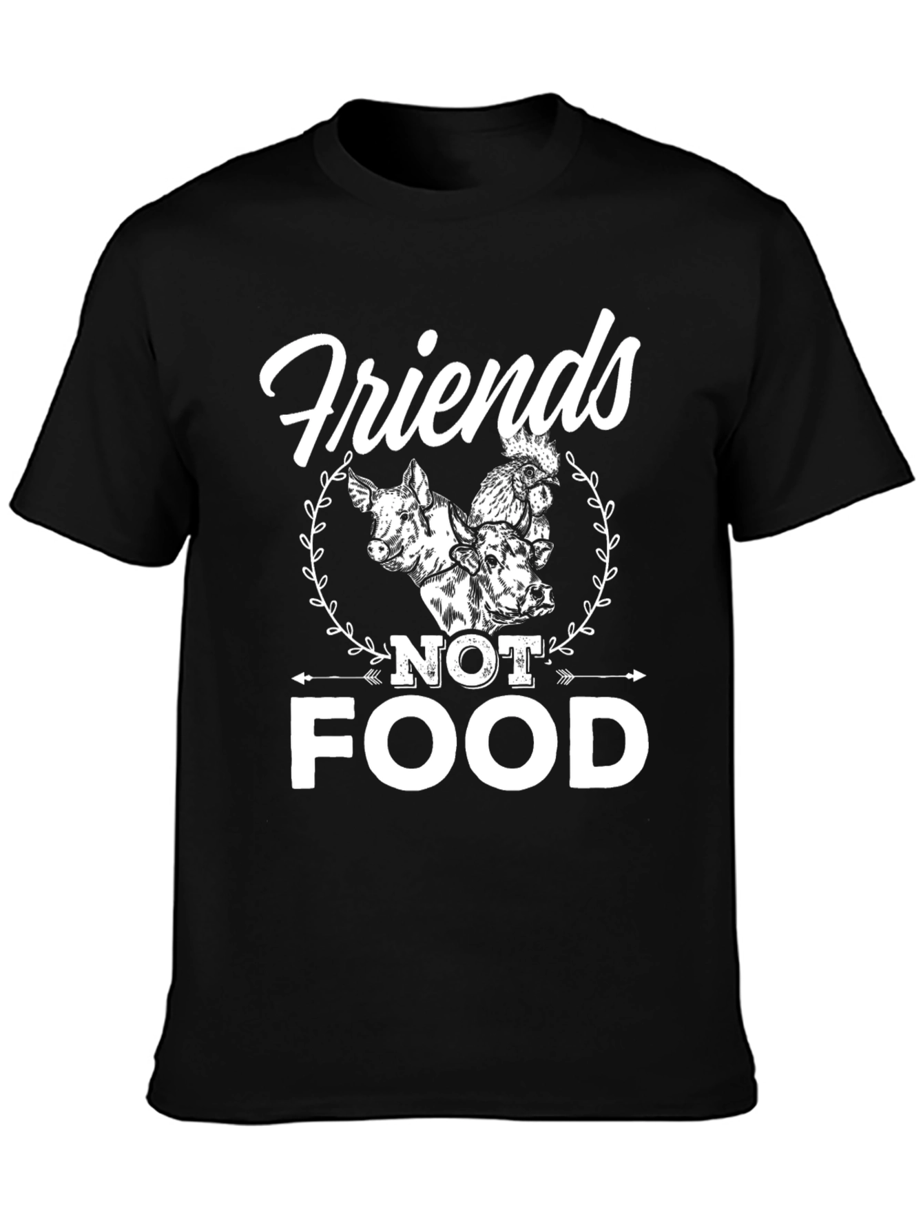 Black Friends Not Food Vegan T-Shirt view 3