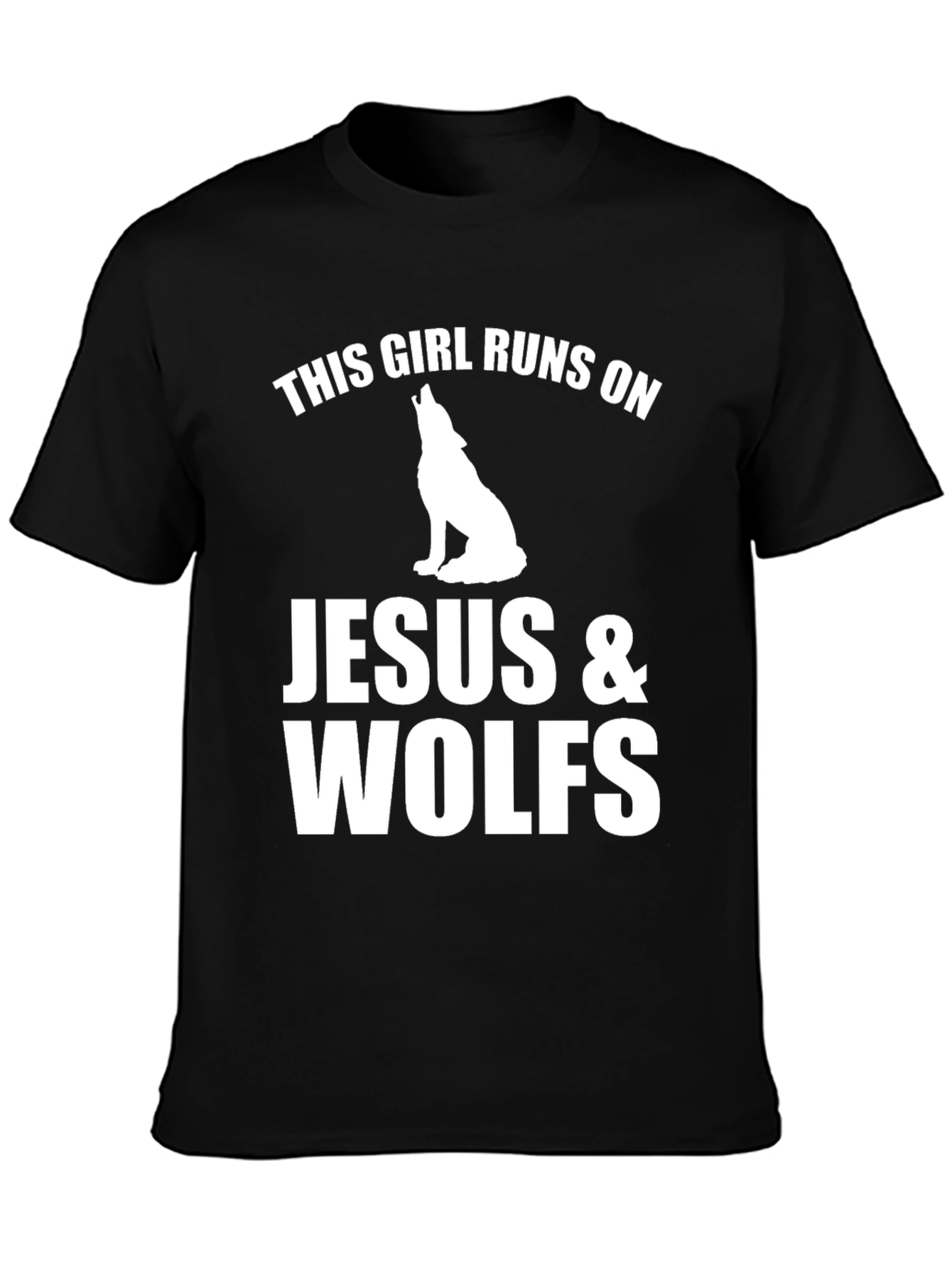 Black Jesus & Wolves Graphic Tee - Black Unisex Shirt view 3