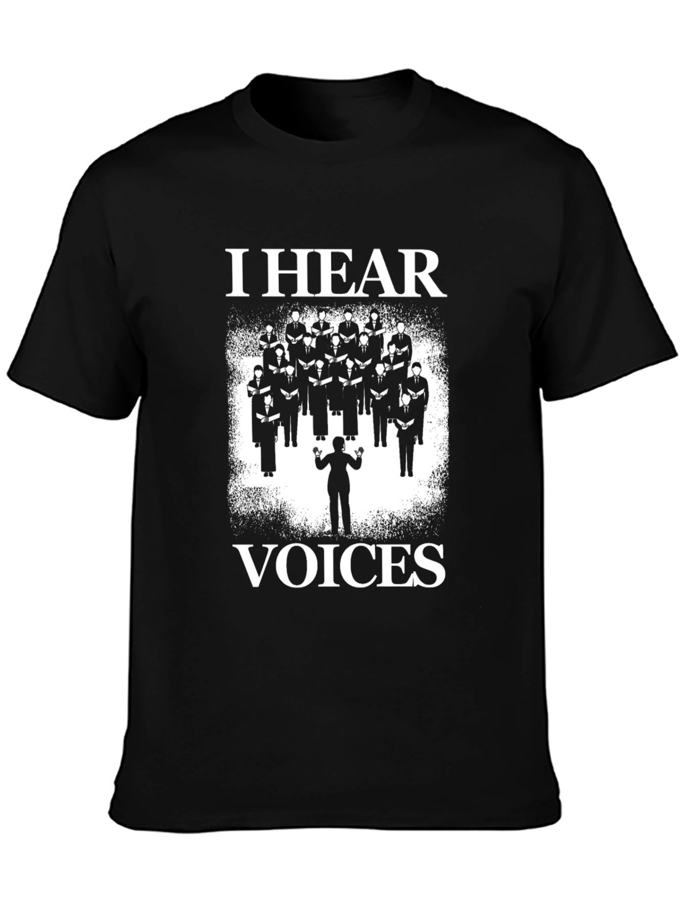 Black I Hear Voices Choir T-Shirt view 3