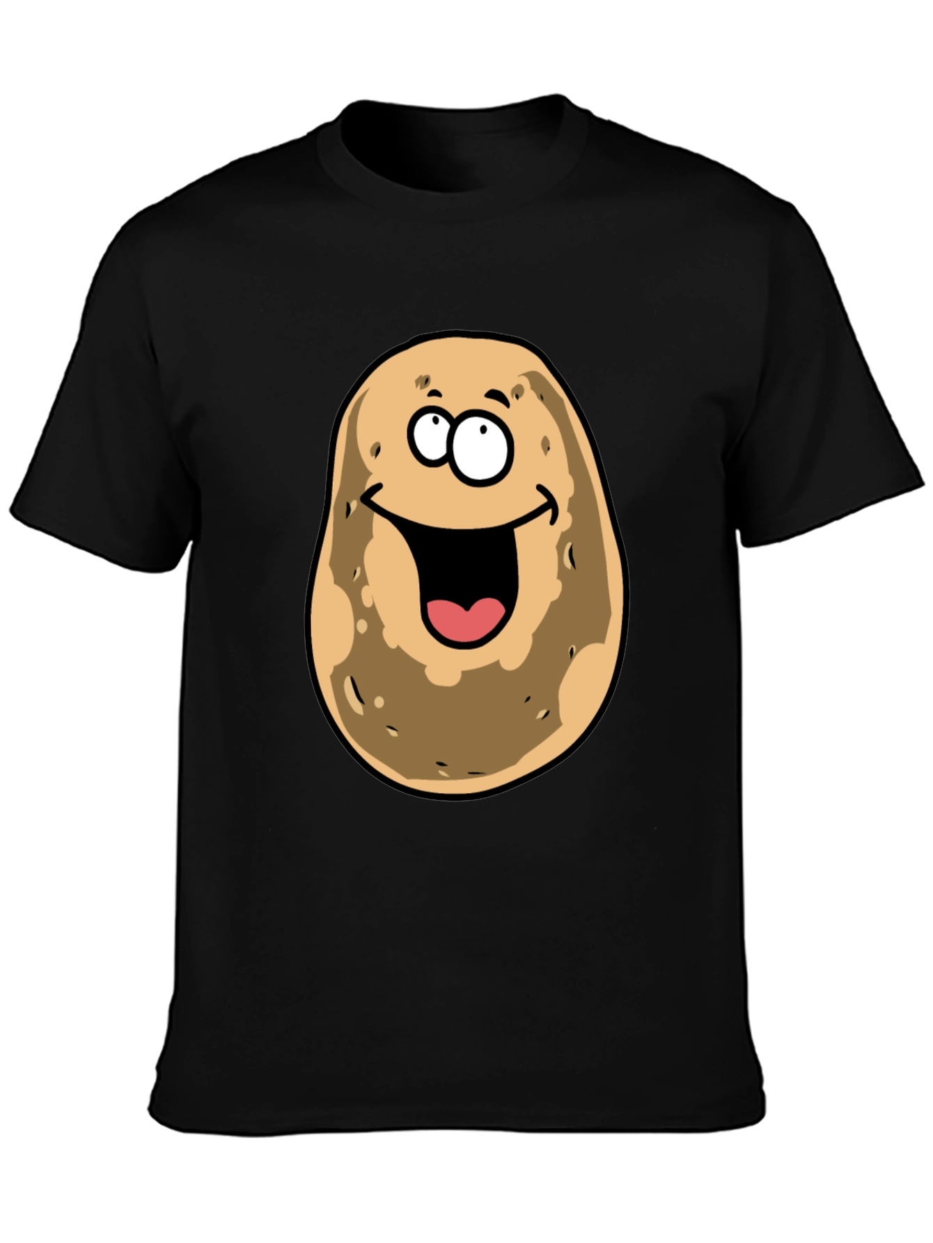 Black Funny Potato Face Black Graphic Tee view 3