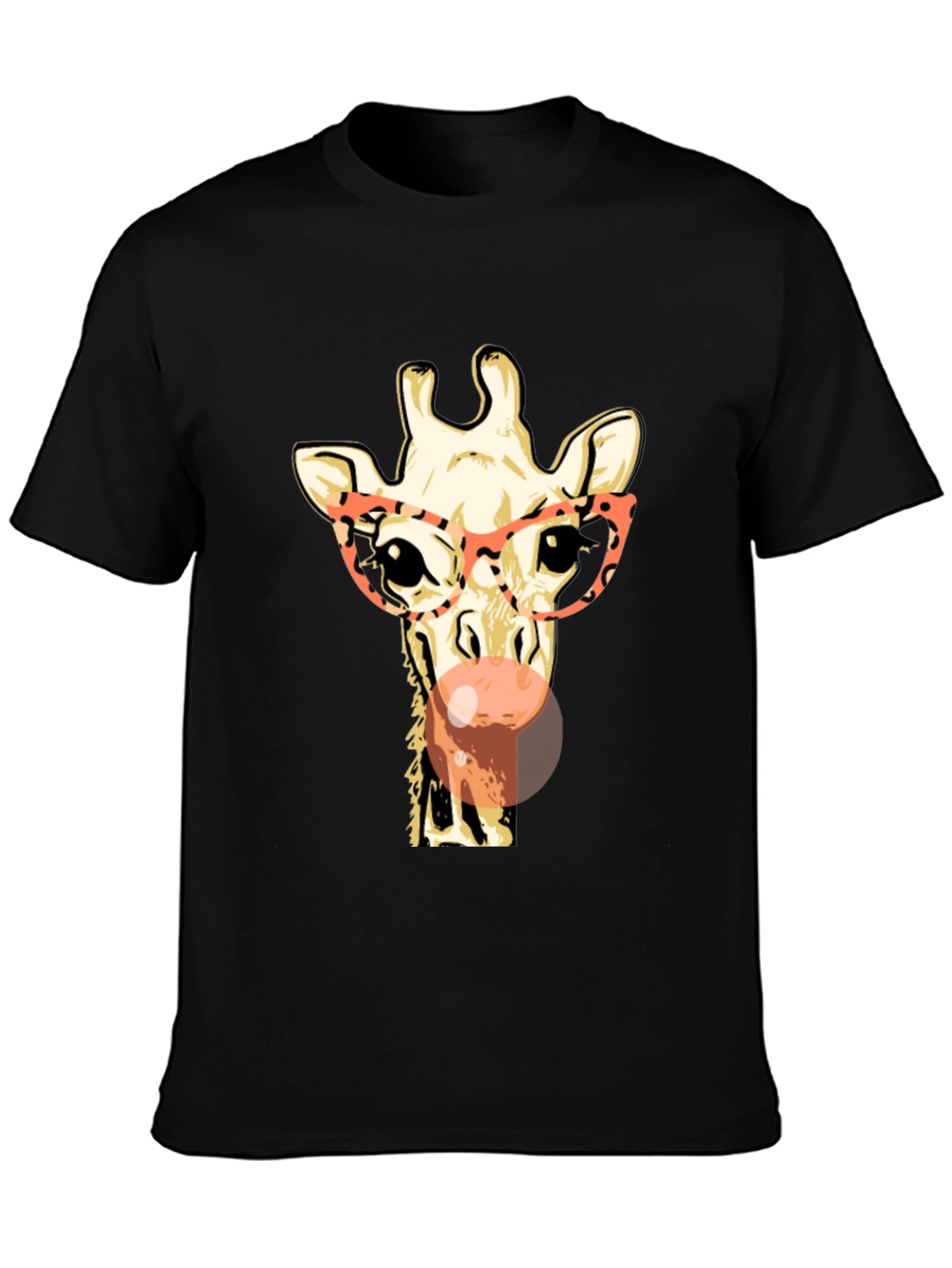 Black Giraffe with Glasses Graphic Tee - Stylish & Fun view 3