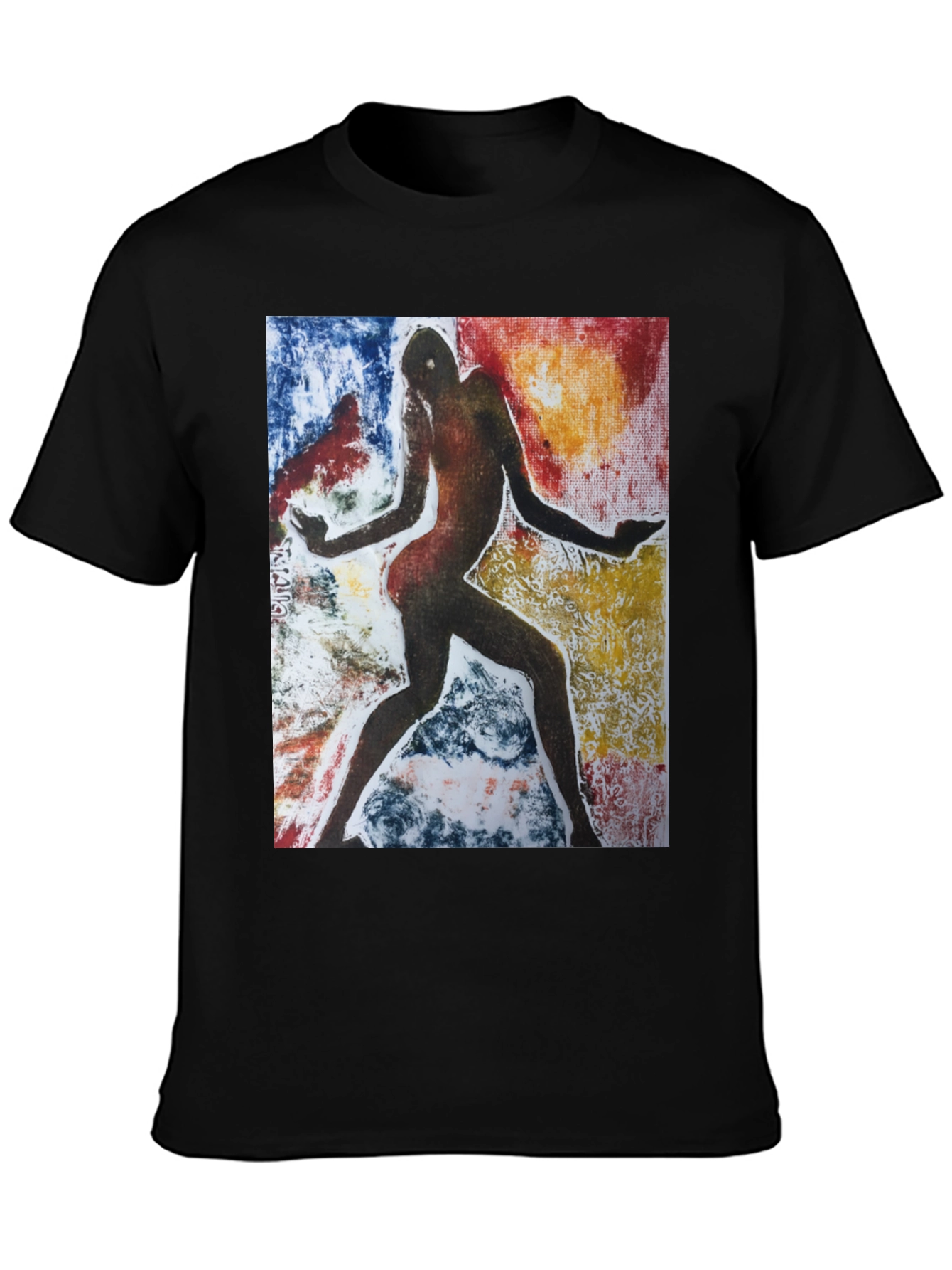 Black Abstract Figure Graphic Black Tee view 3