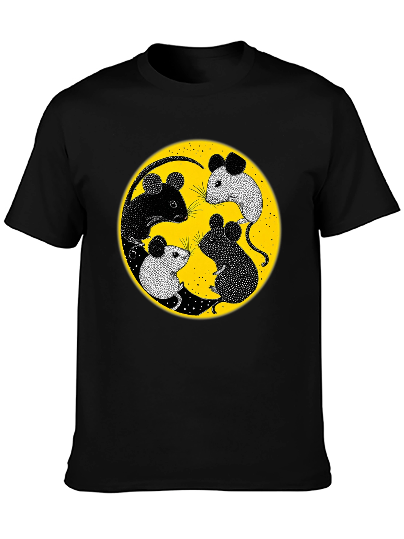 Black Yin Yang Mice Graphic Tee - Black view 3