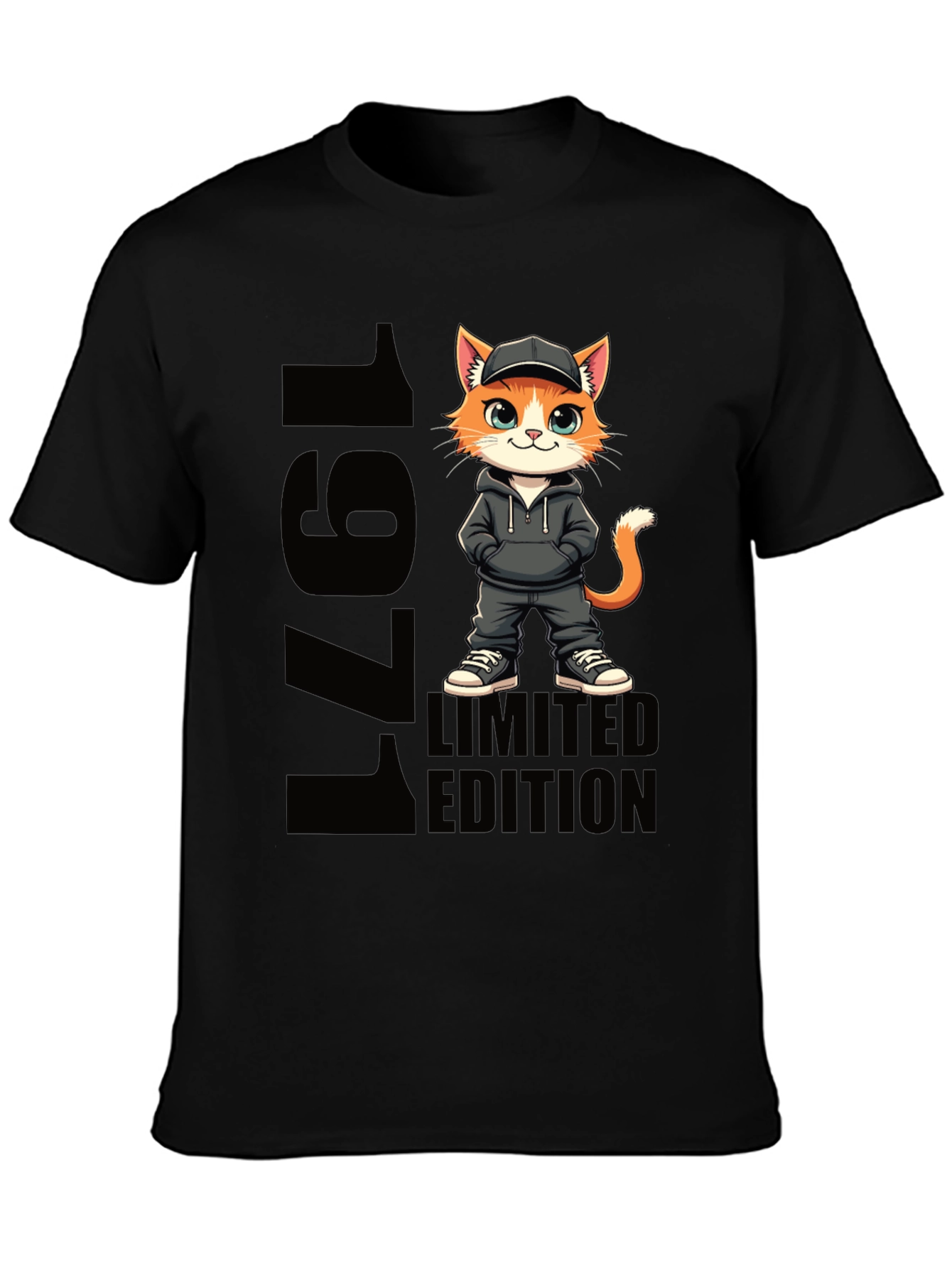 Black 1971 Limited Edition Cat T-Shirt view 3