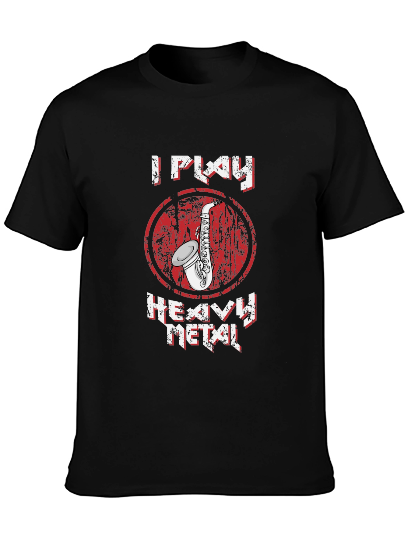 Black I Play Heavy Metal Saxophone Graphic T-Shirt view 3