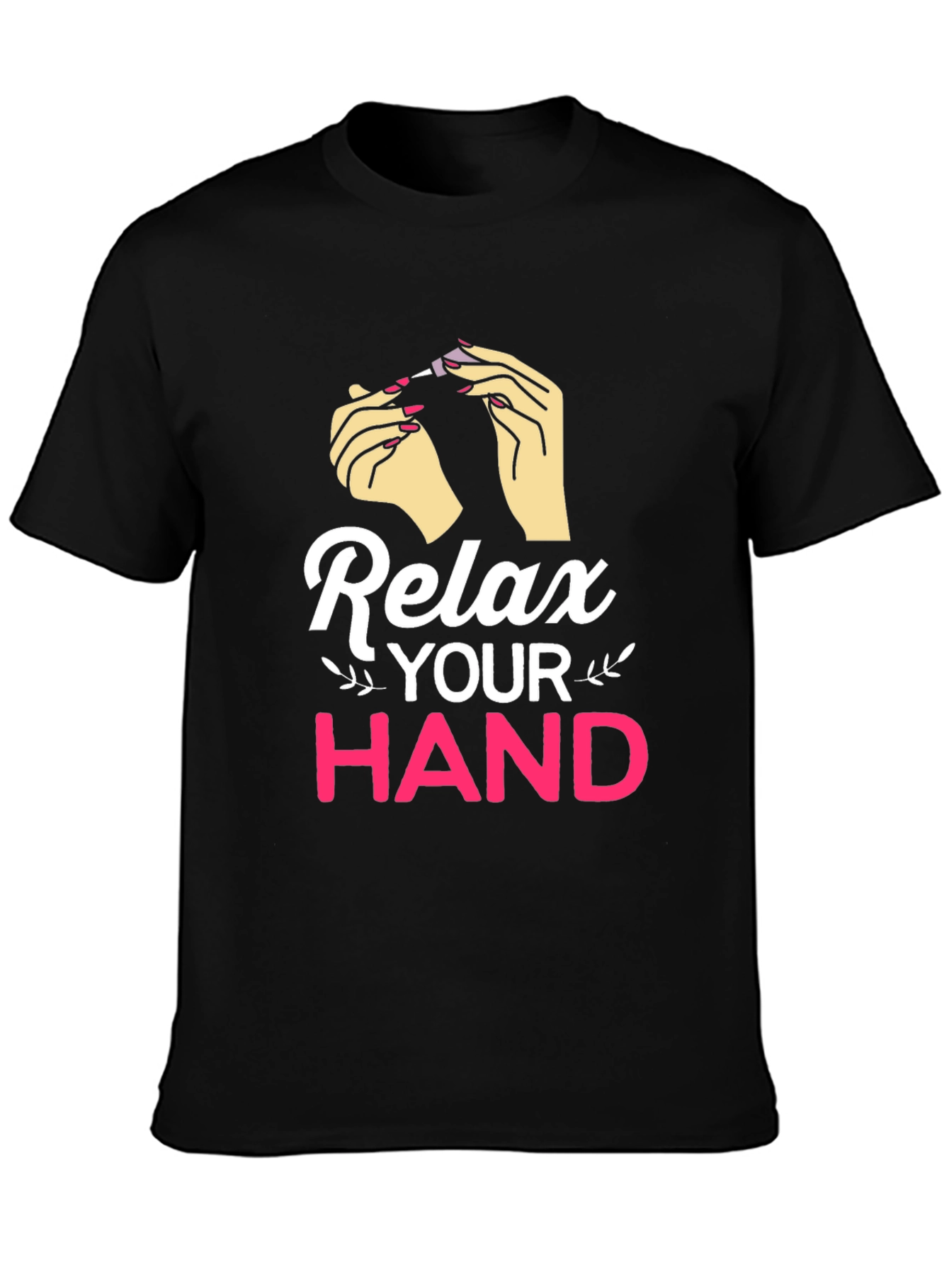 Black Relax Your Hand Graphic T-Shirt view 3