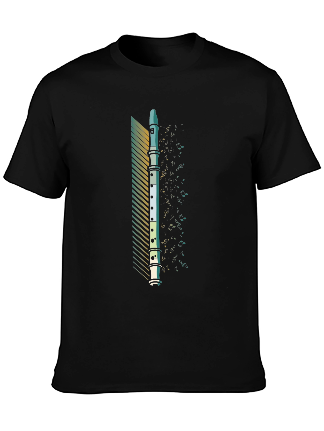 Black Musical Recorder T-Shirt - Unique Instrument Graphic Tee view 3